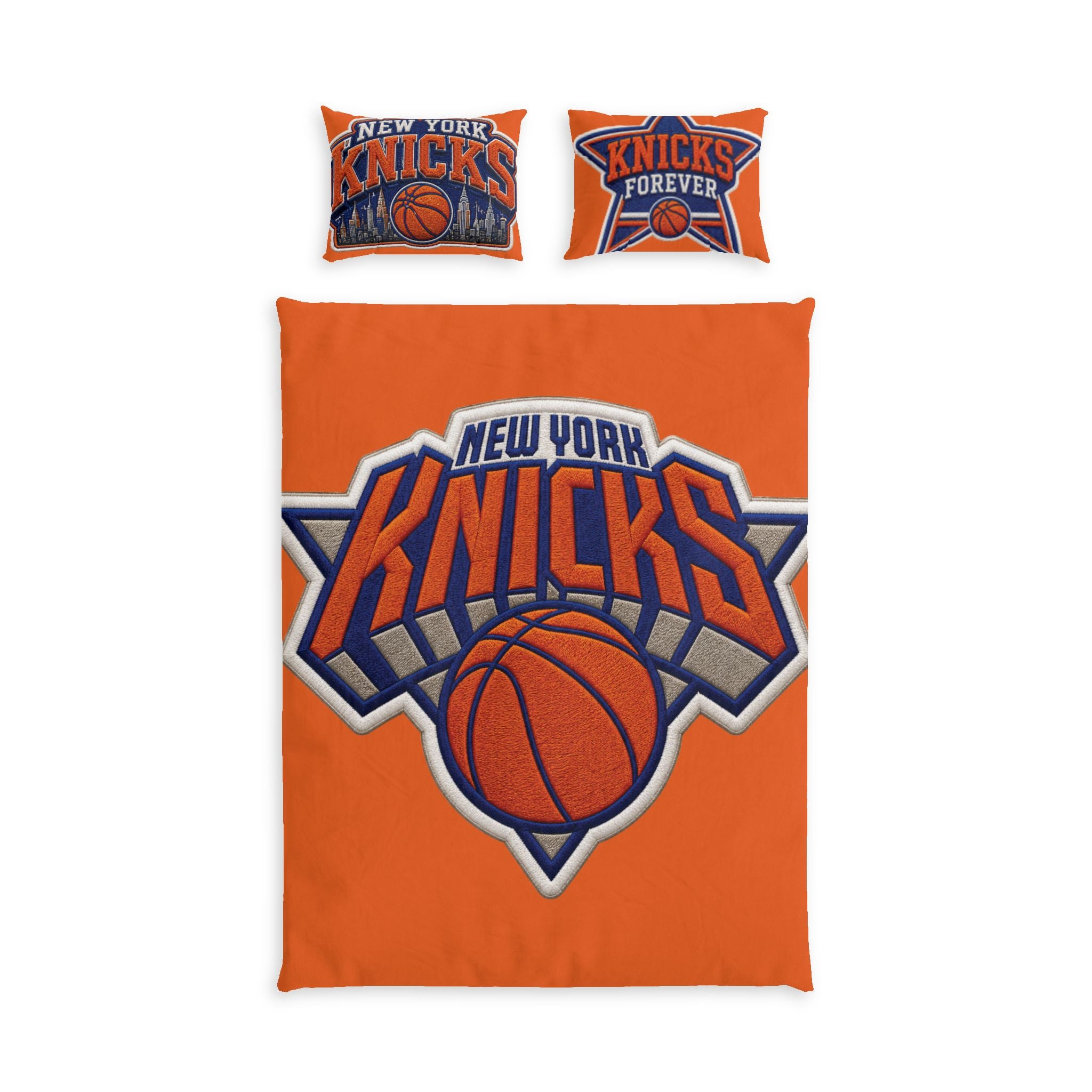 New York Knicks Basketball Cotton Bed Set – Orange Duvet & Pillowcase Set