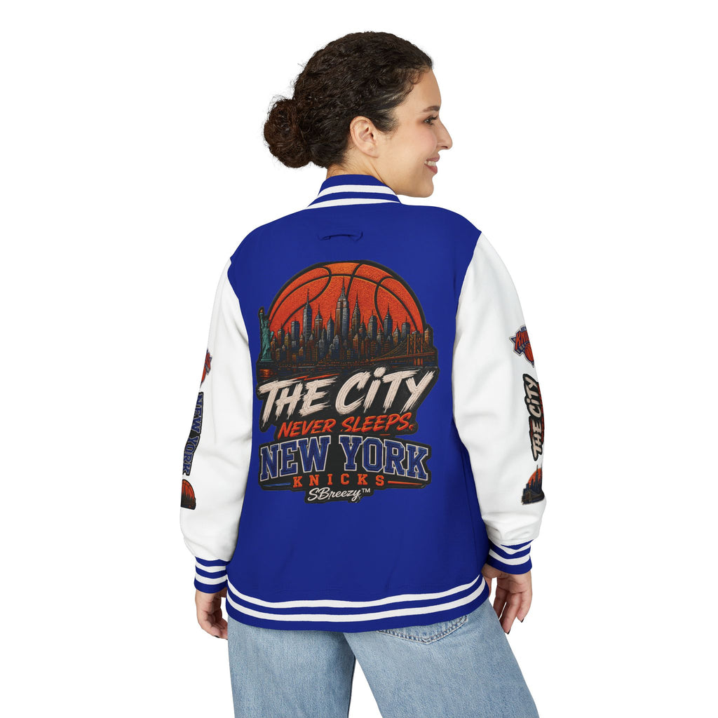 Letterman Jacket — 'The City Never Sleeps' New York Knicks Varsity Jacket