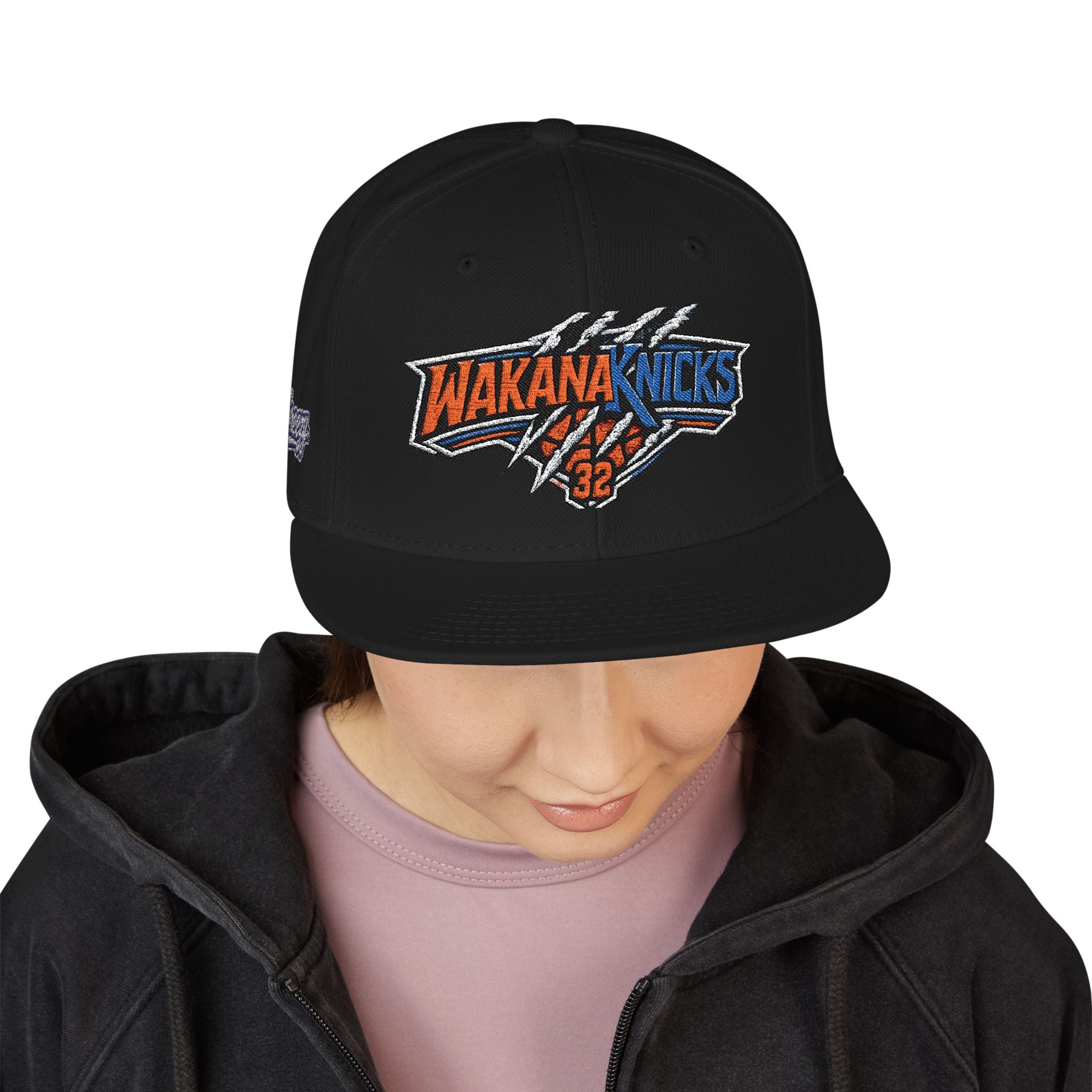 New York Knicks Embroidered Snapback Hat — Retro Team Logo Cap