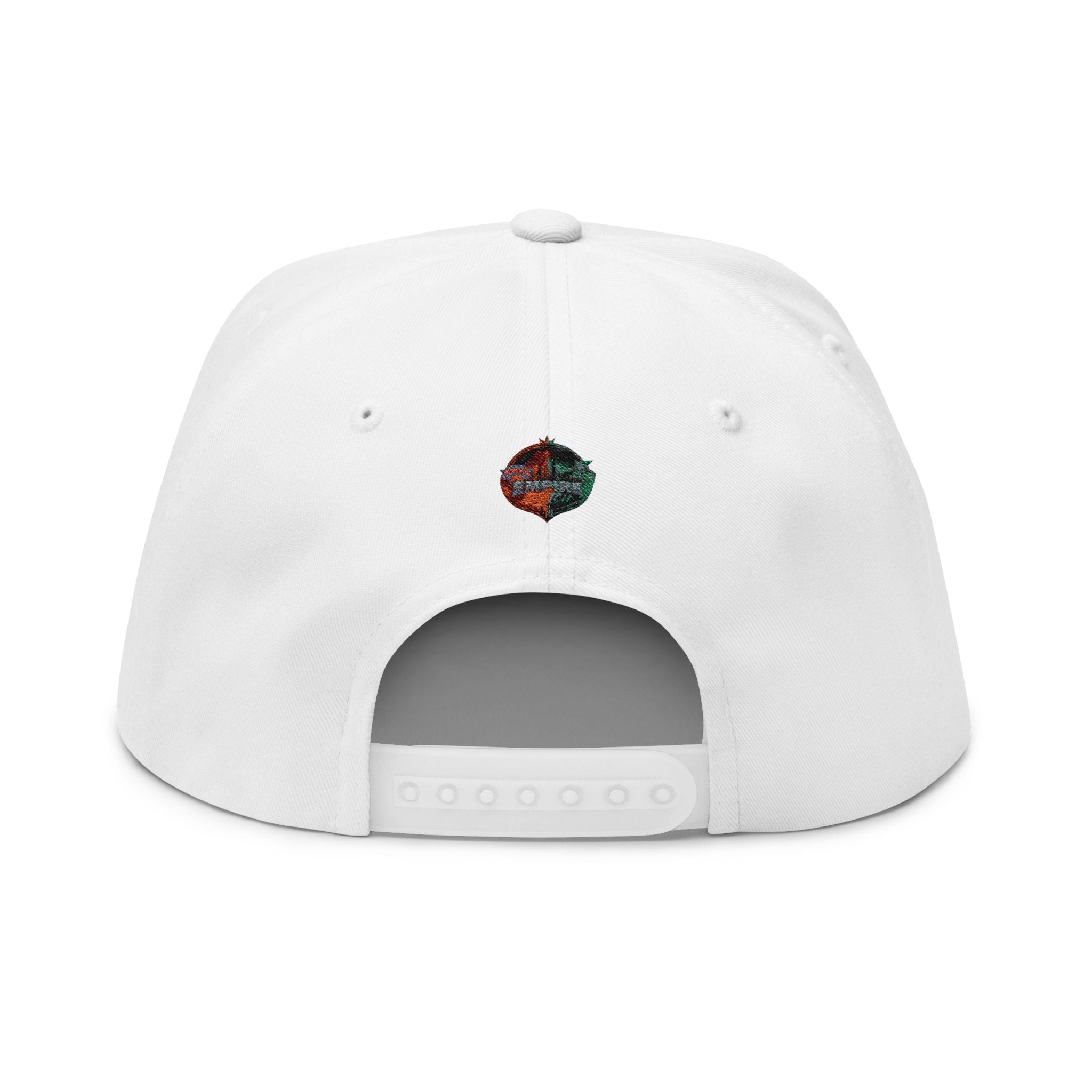 Embroidered Flat Bill Cap — Vintage Split Shield Logo Snapback