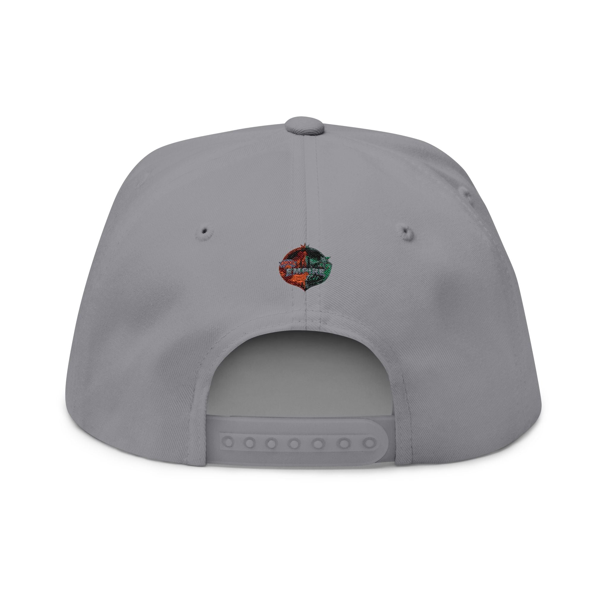 Embroidered Flat Bill Cap — Vintage Split Shield Logo Snapback