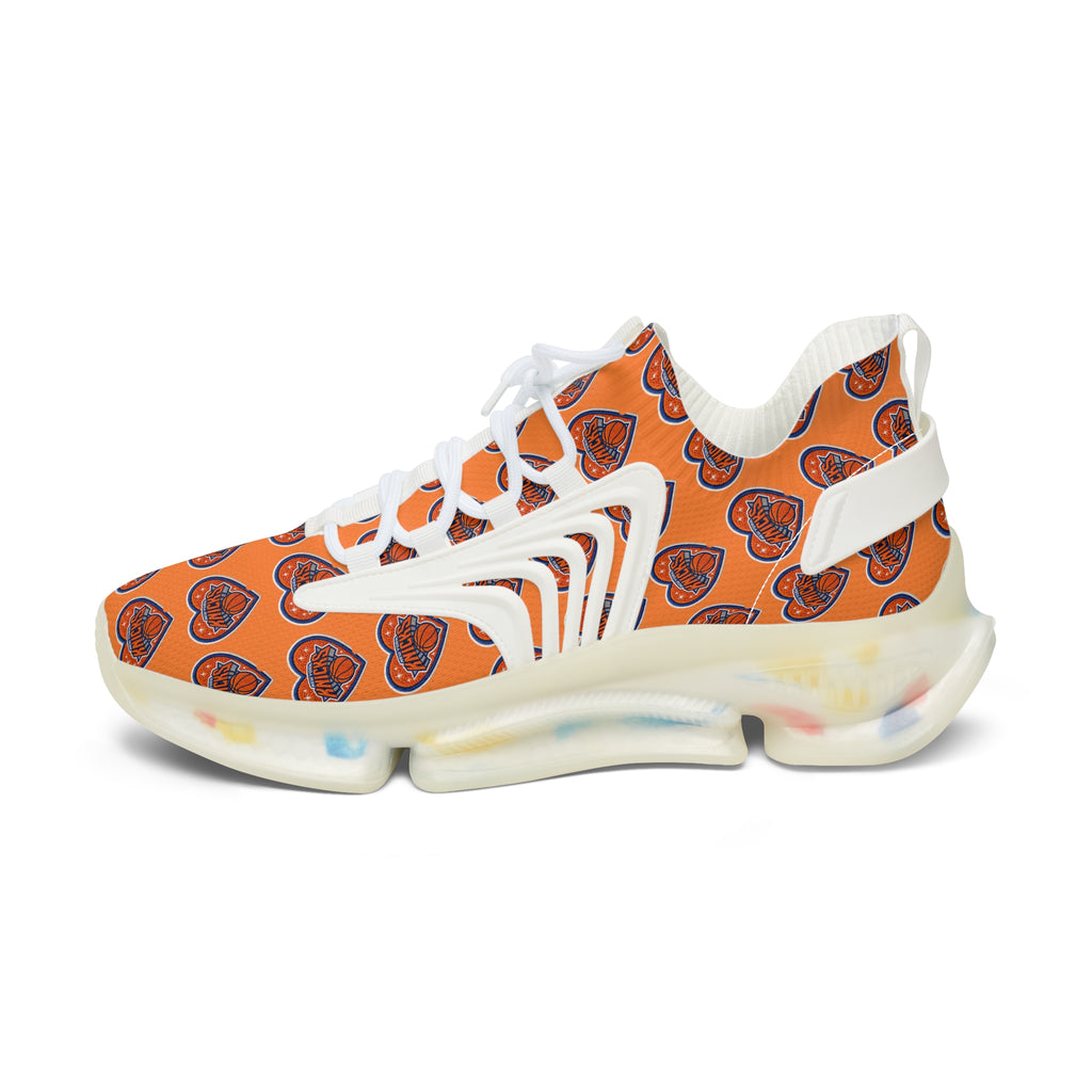 Orange Heart Logo Mesh Sneakers — Women’s Sporty Knicks-Inspired Trainers