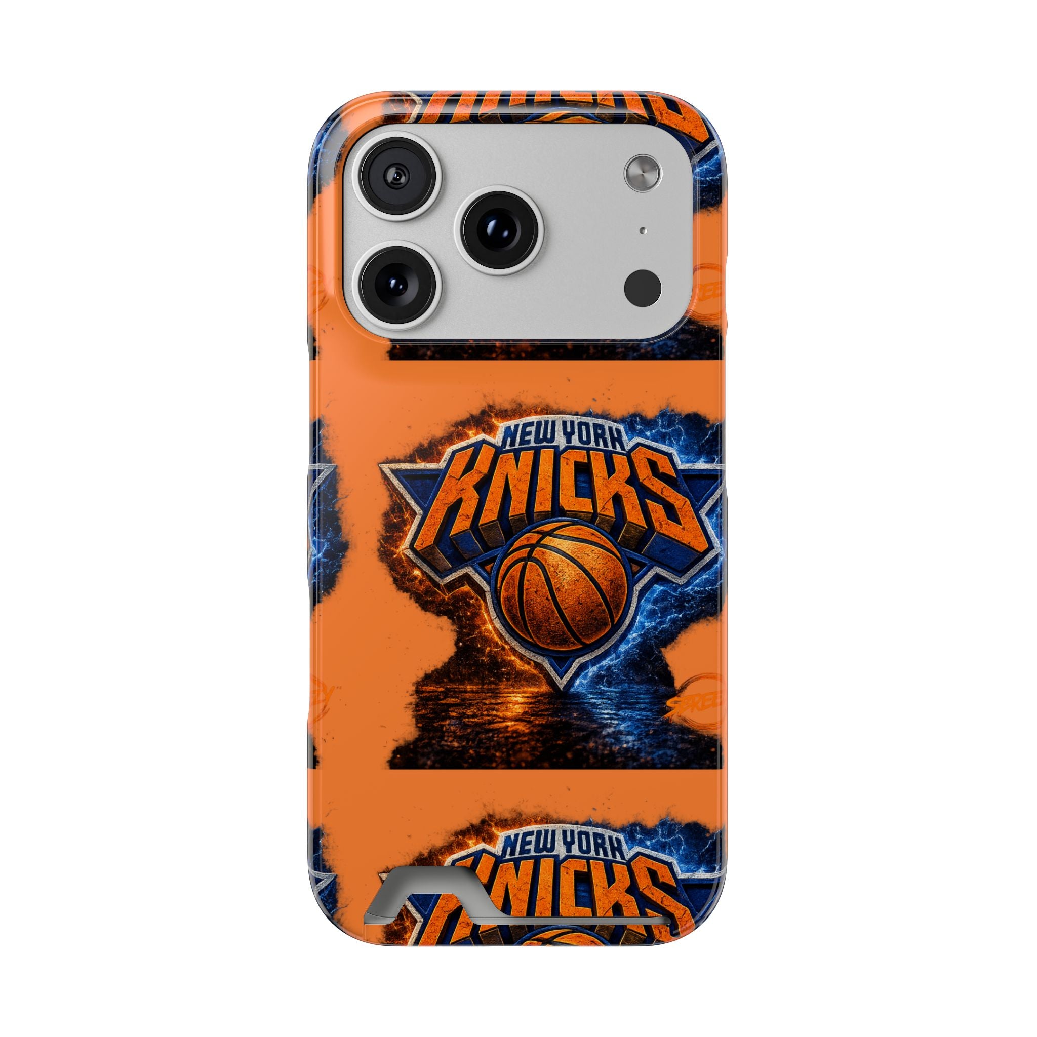 New York Knicks Card Holder Phone Case — Orange Team Logo Wallet Case