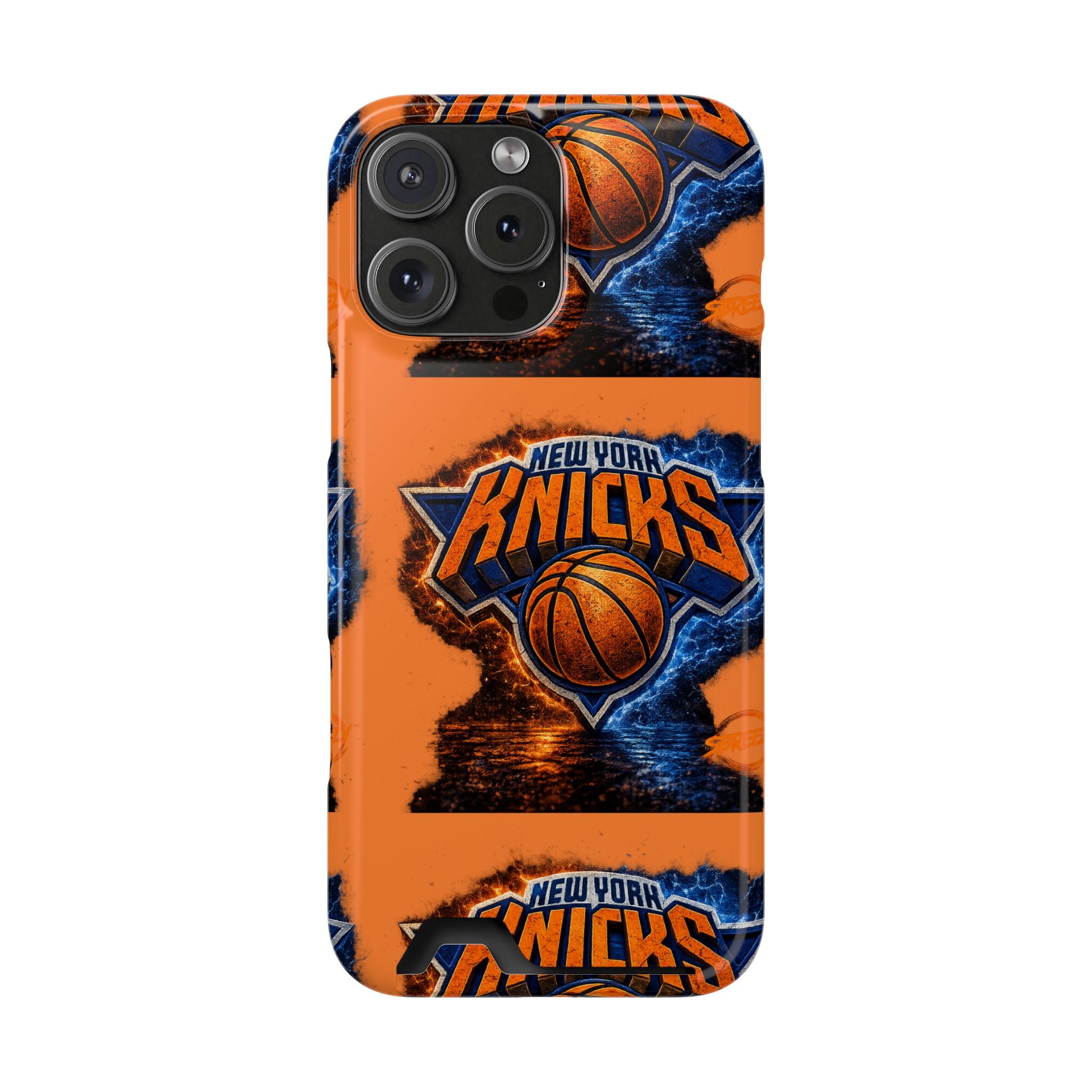 New York Knicks Card Holder Phone Case — Orange Team Logo Wallet Case