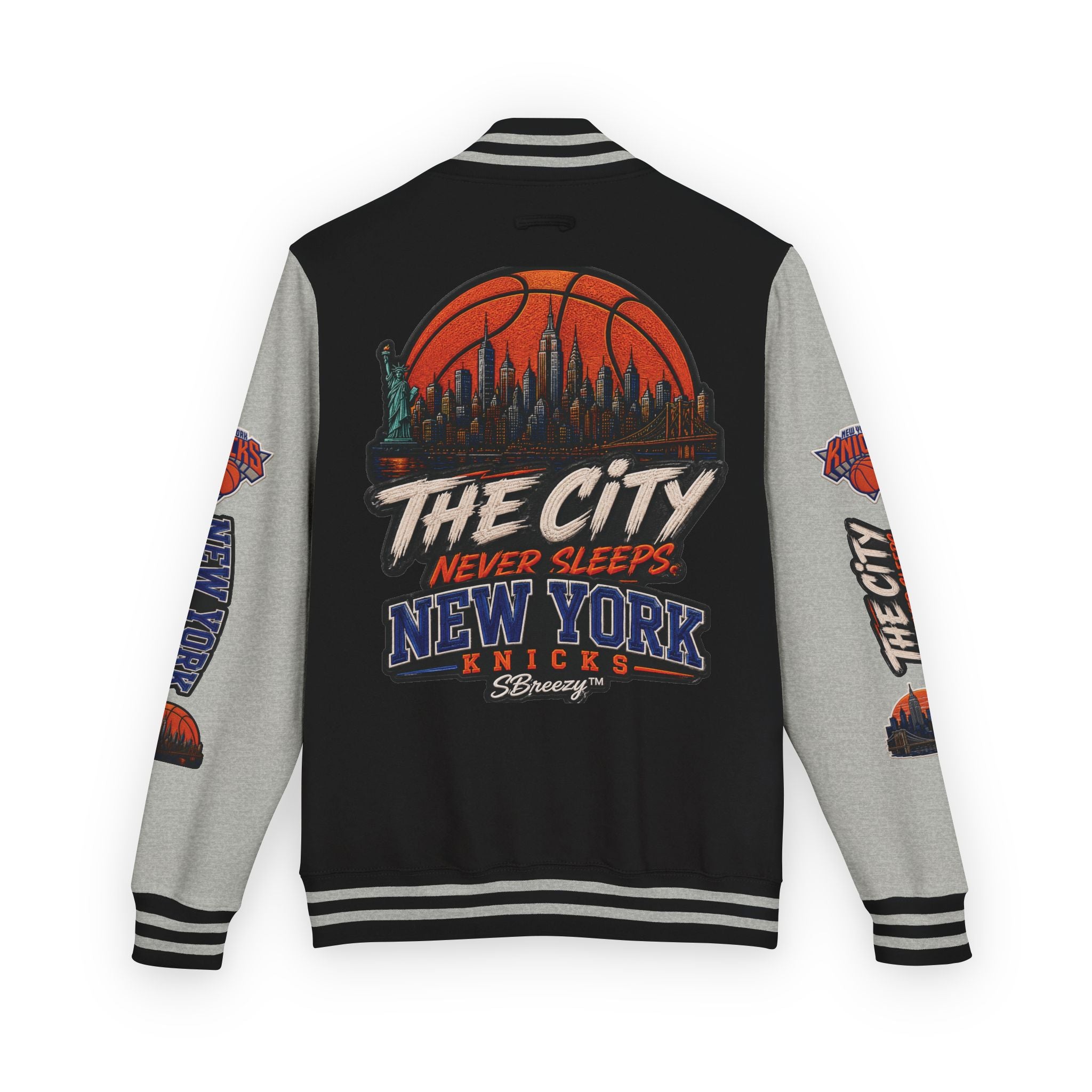 Letterman Jacket — 'The City Never Sleeps' New York Knicks Varsity Jacket