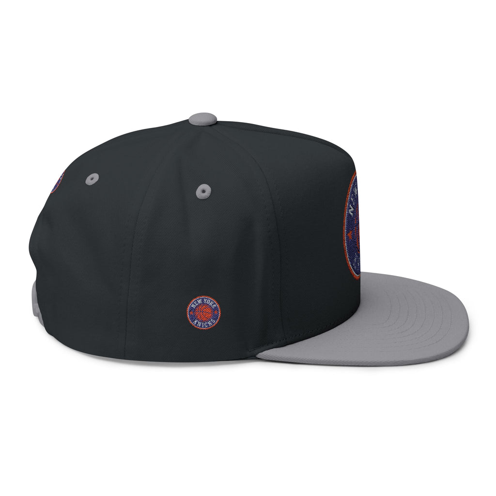 Embroidered Flat Bill Cap — New York Knicks Basketball Logo Snapback