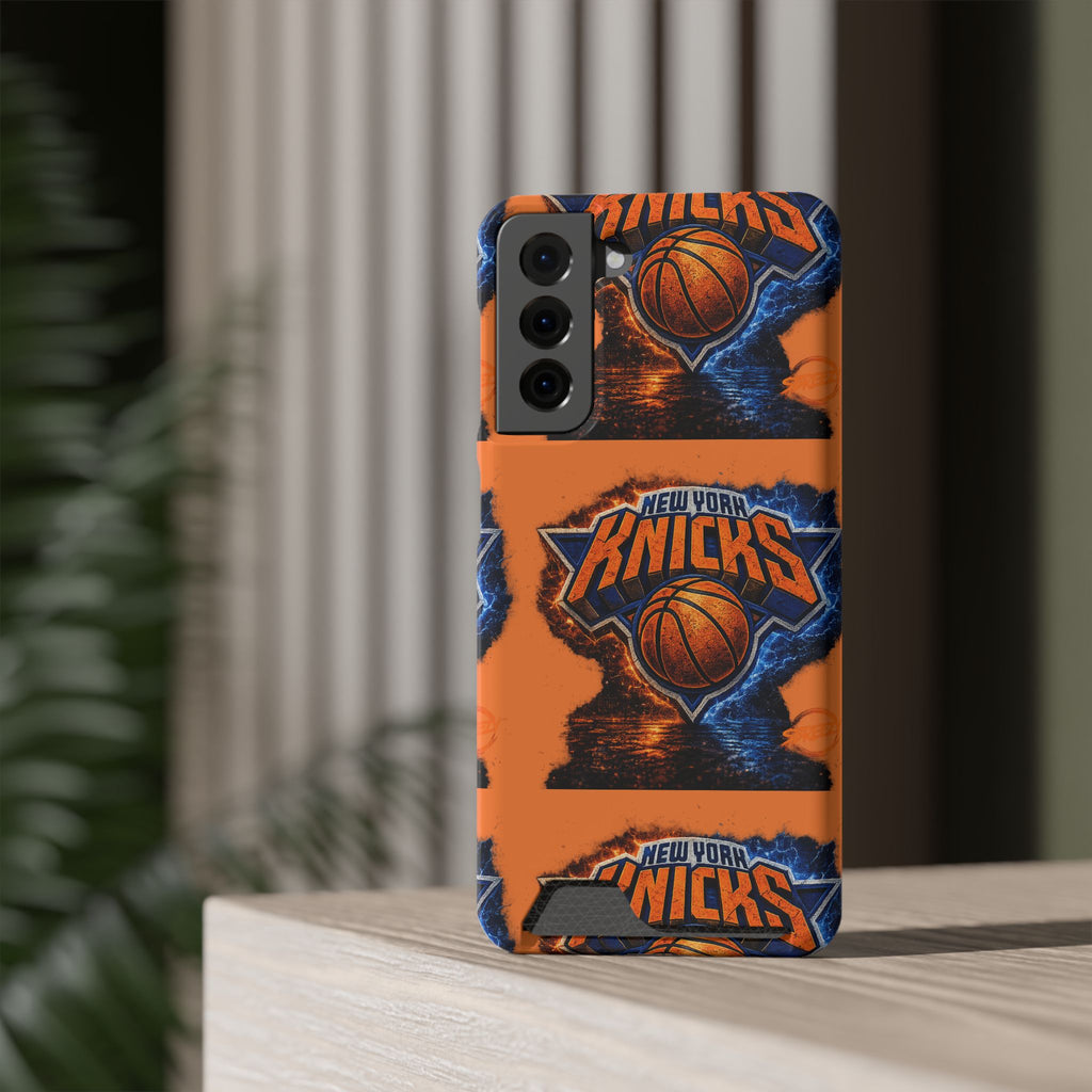 New York Knicks Card Holder Phone Case — Orange Team Logo Wallet Case
