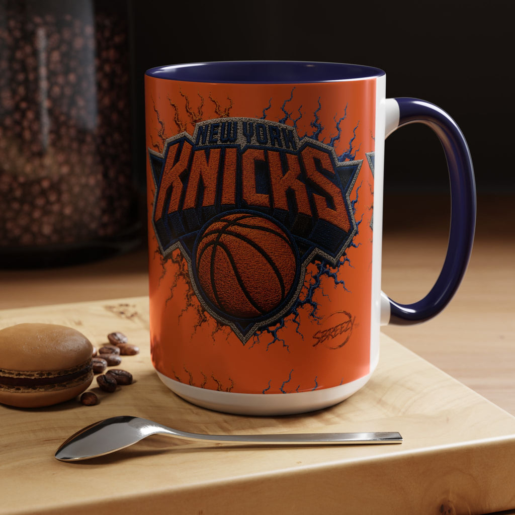 New York Knicks Basketball Accent Coffee Mug — 11/15oz Orange & Black