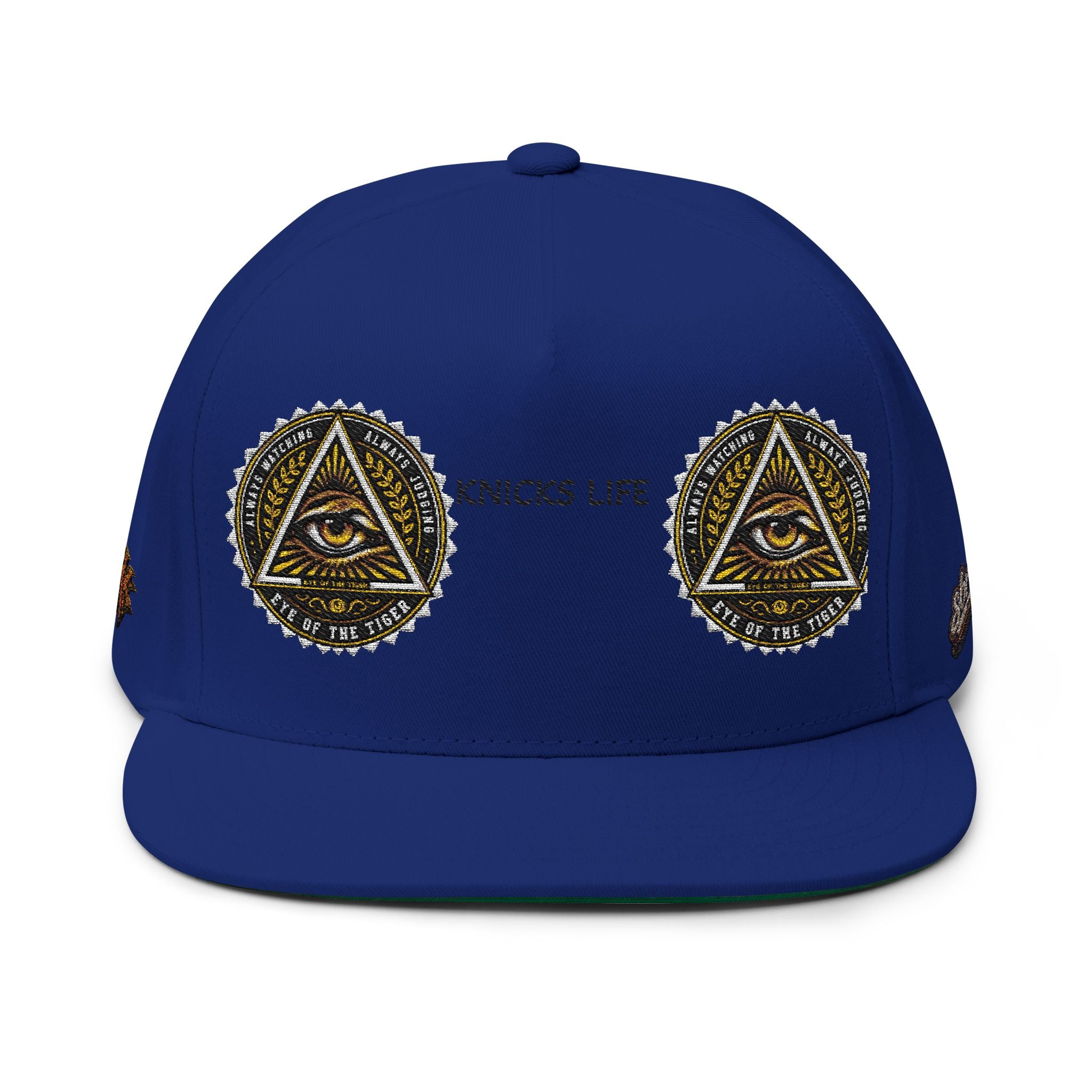 All-Seeing Eye Embroidered Flat Bill Cap — "KNICKS LIFE" Streetwear Snapback