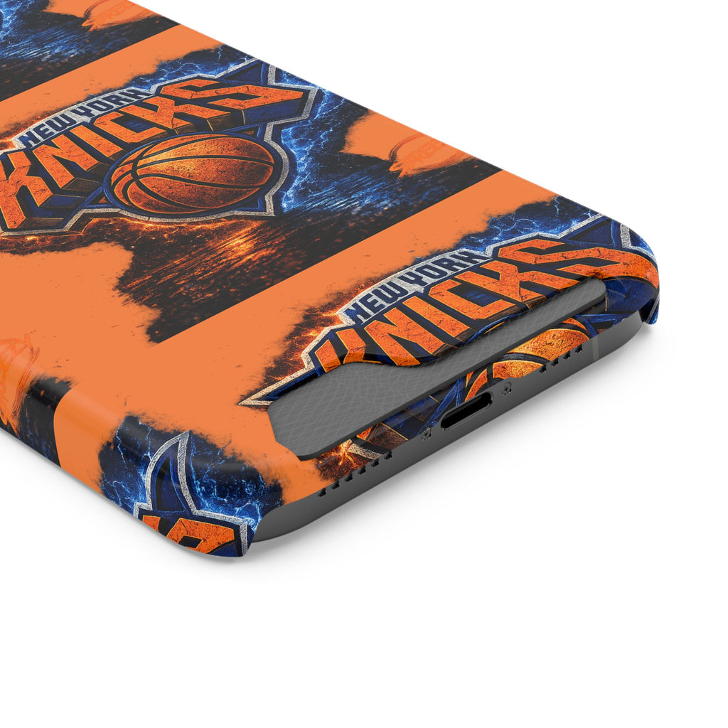 New York Knicks Card Holder Phone Case — Orange Team Logo Wallet Case