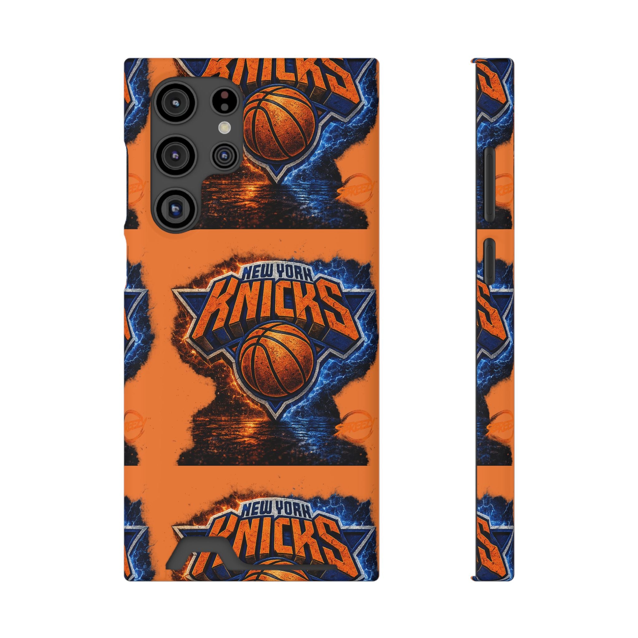 New York Knicks Card Holder Phone Case — Orange Team Logo Wallet Case