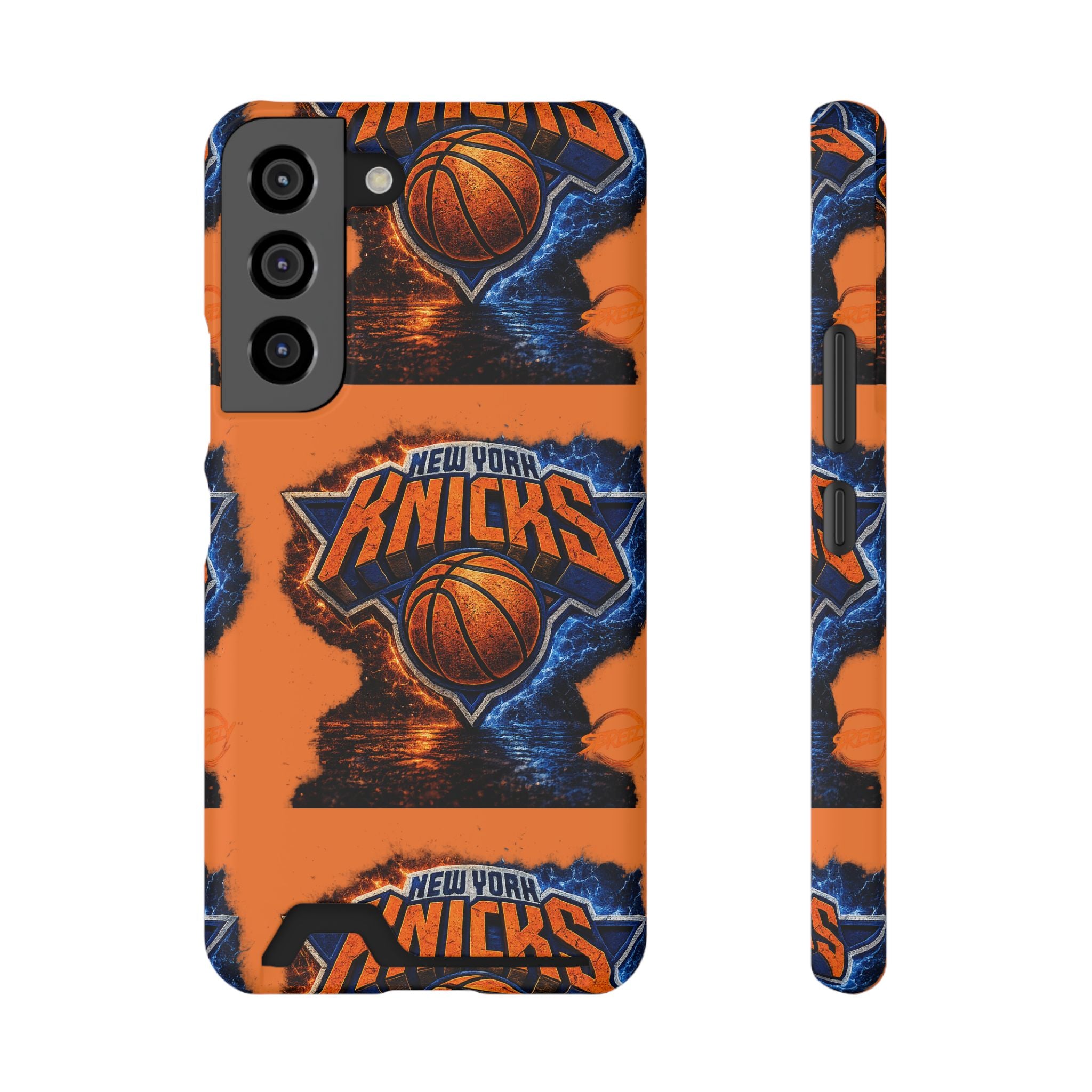 New York Knicks Card Holder Phone Case — Orange Team Logo Wallet Case