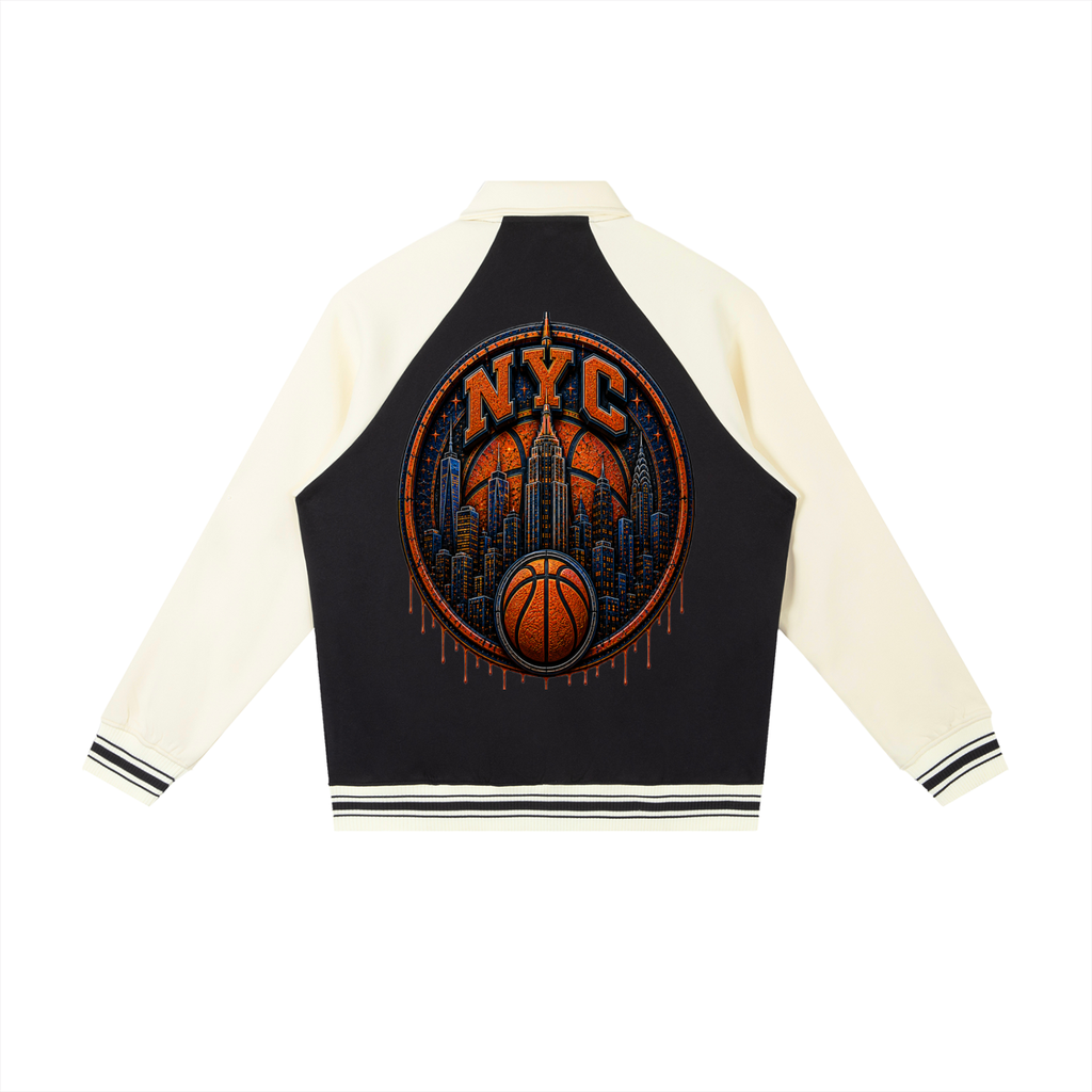 Contrast Raglan Sleeve Baseball Jacket