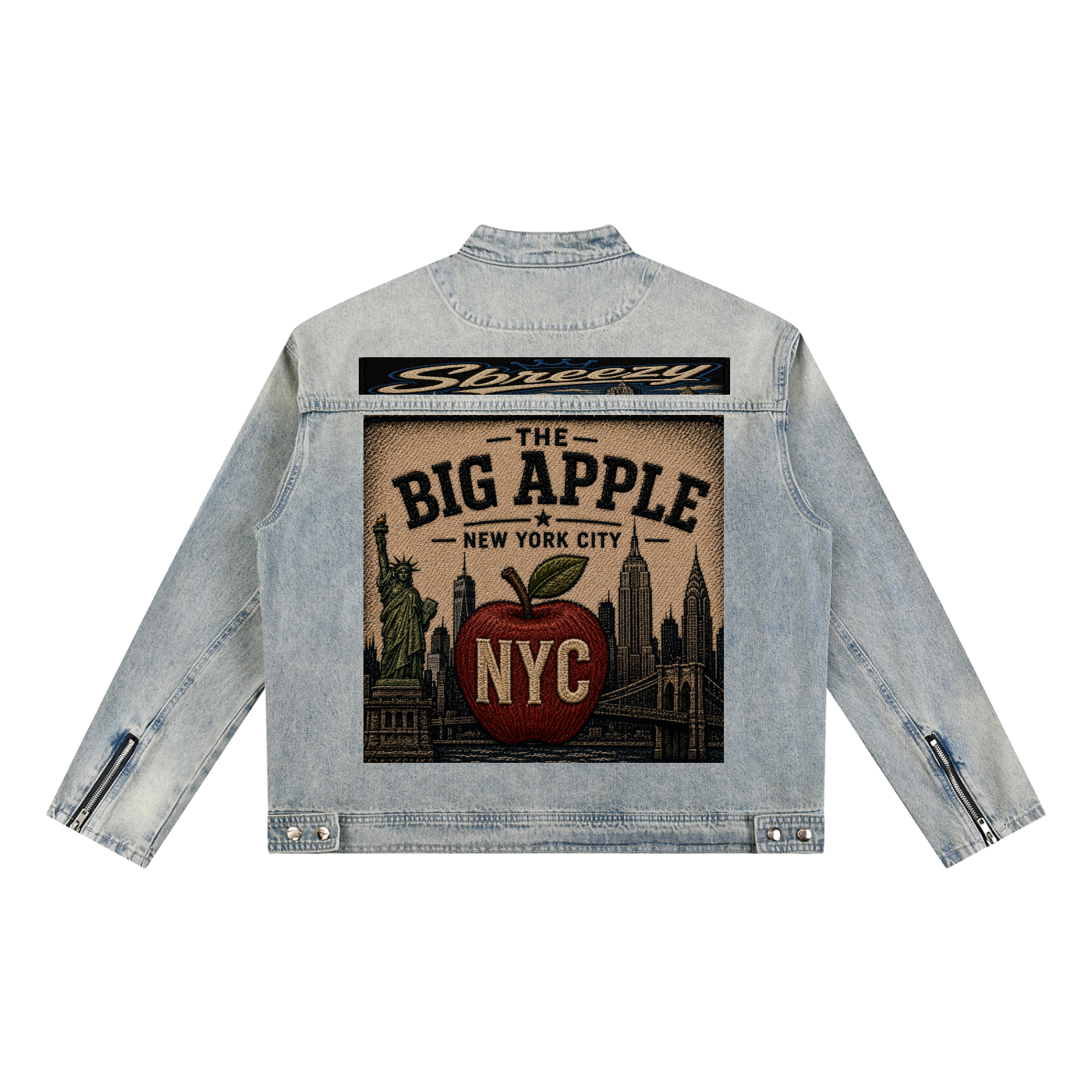 Nyc Vintage Wash Zip Denim Jacket