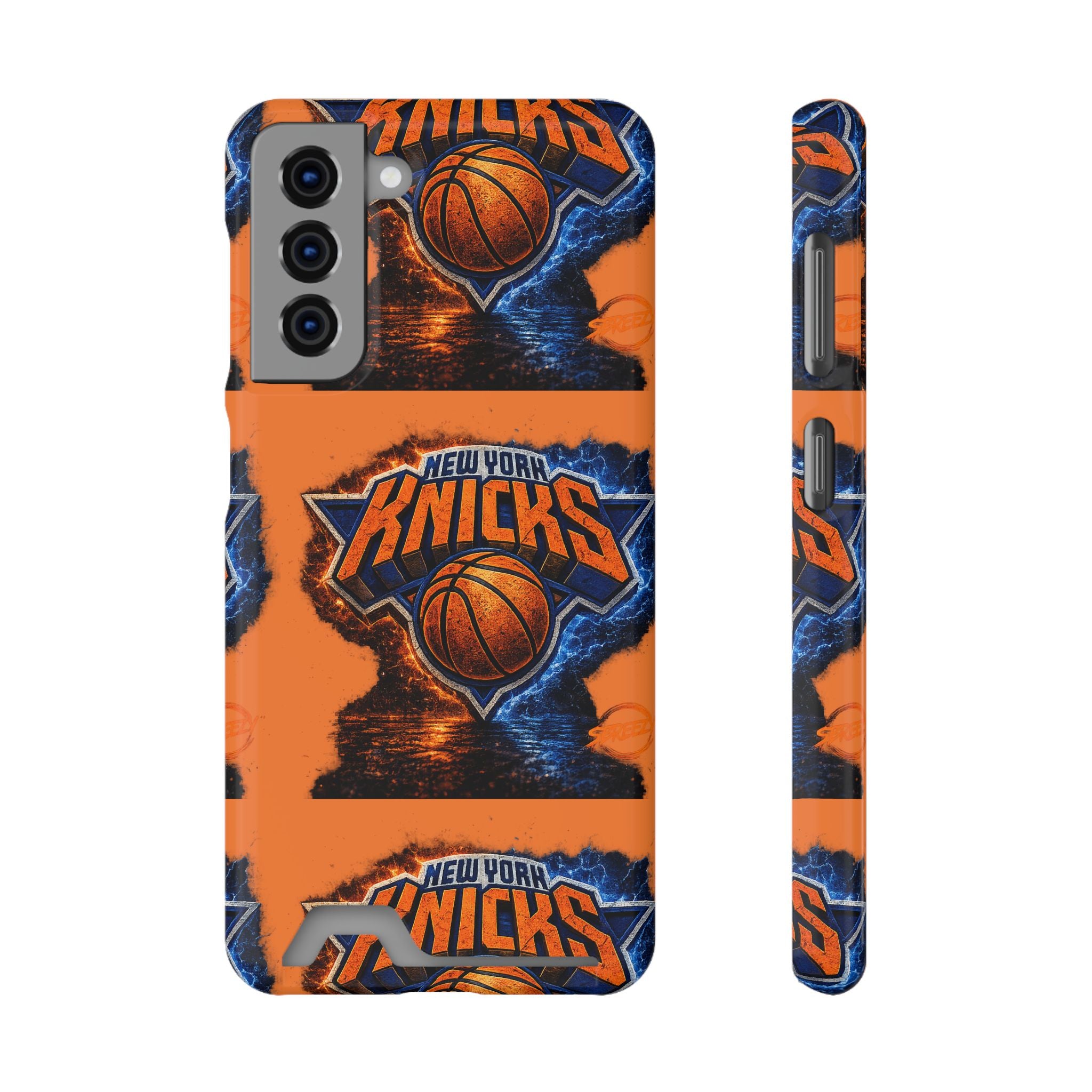 New York Knicks Card Holder Phone Case — Orange Team Logo Wallet Case