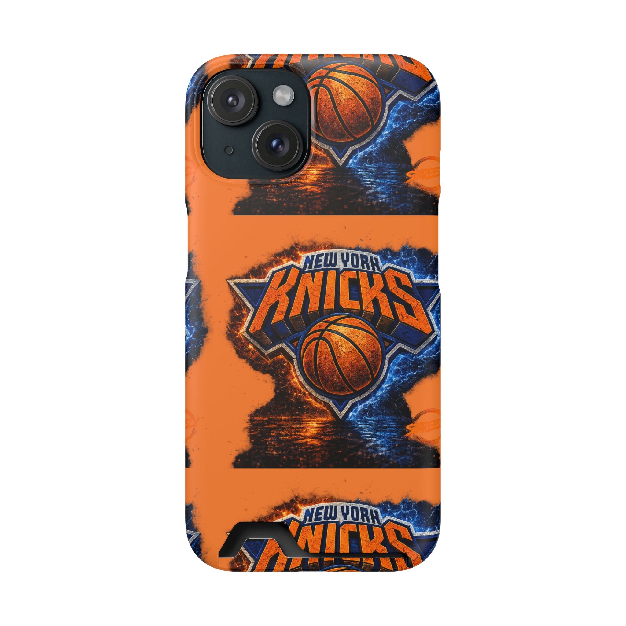 New York Knicks Card Holder Phone Case — Orange Team Logo Wallet Case