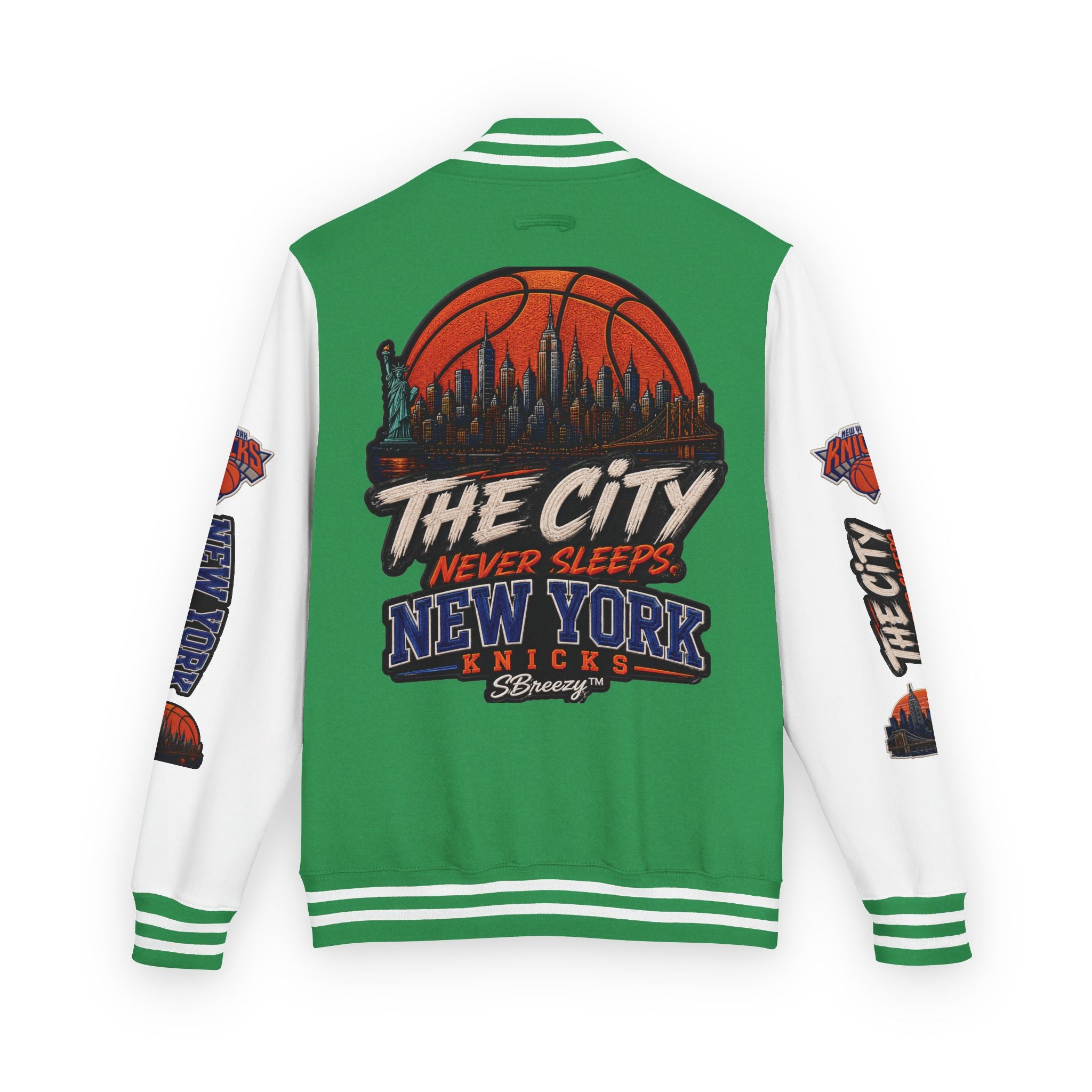 Letterman Jacket — 'The City Never Sleeps' New York Knicks Varsity Jacket