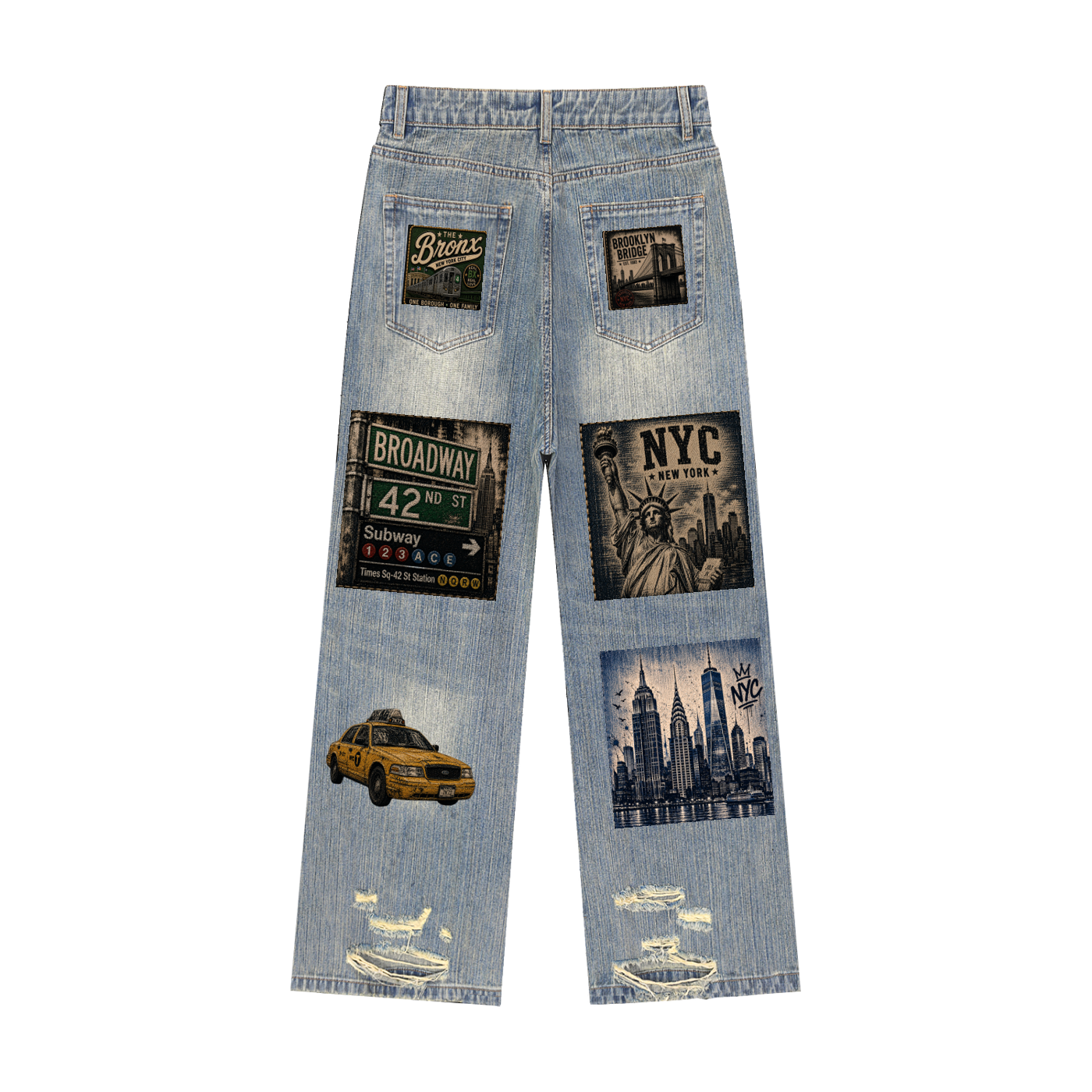 Nyc.Vintage Wash Distressed Denim Jeans