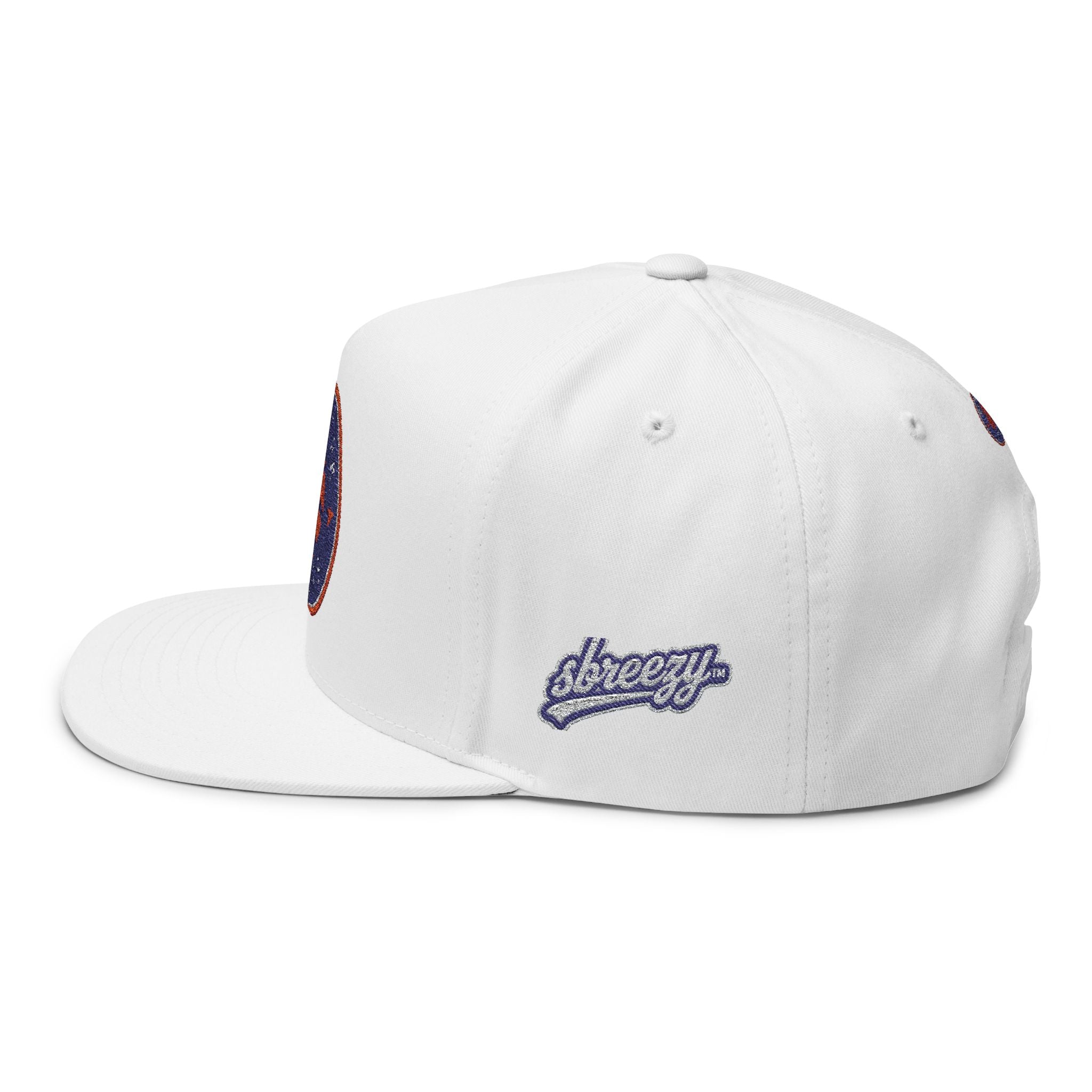 Embroidered Flat Bill Cap — New York Knicks Basketball Logo Snapback