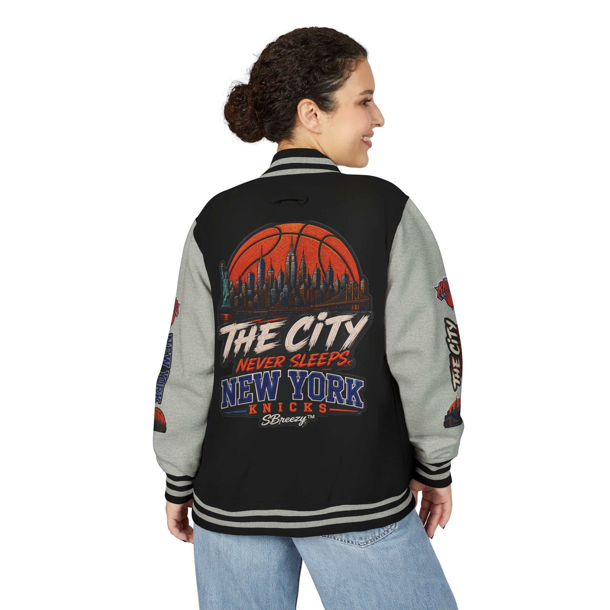 Letterman Jacket — 'The City Never Sleeps' New York Knicks Varsity Jacket