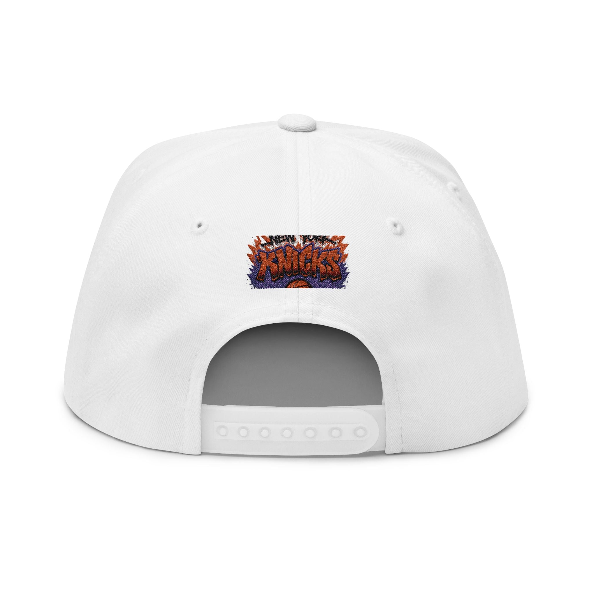 Flat Bill Cap — Embroidered New York Knicks Graffiti Logo