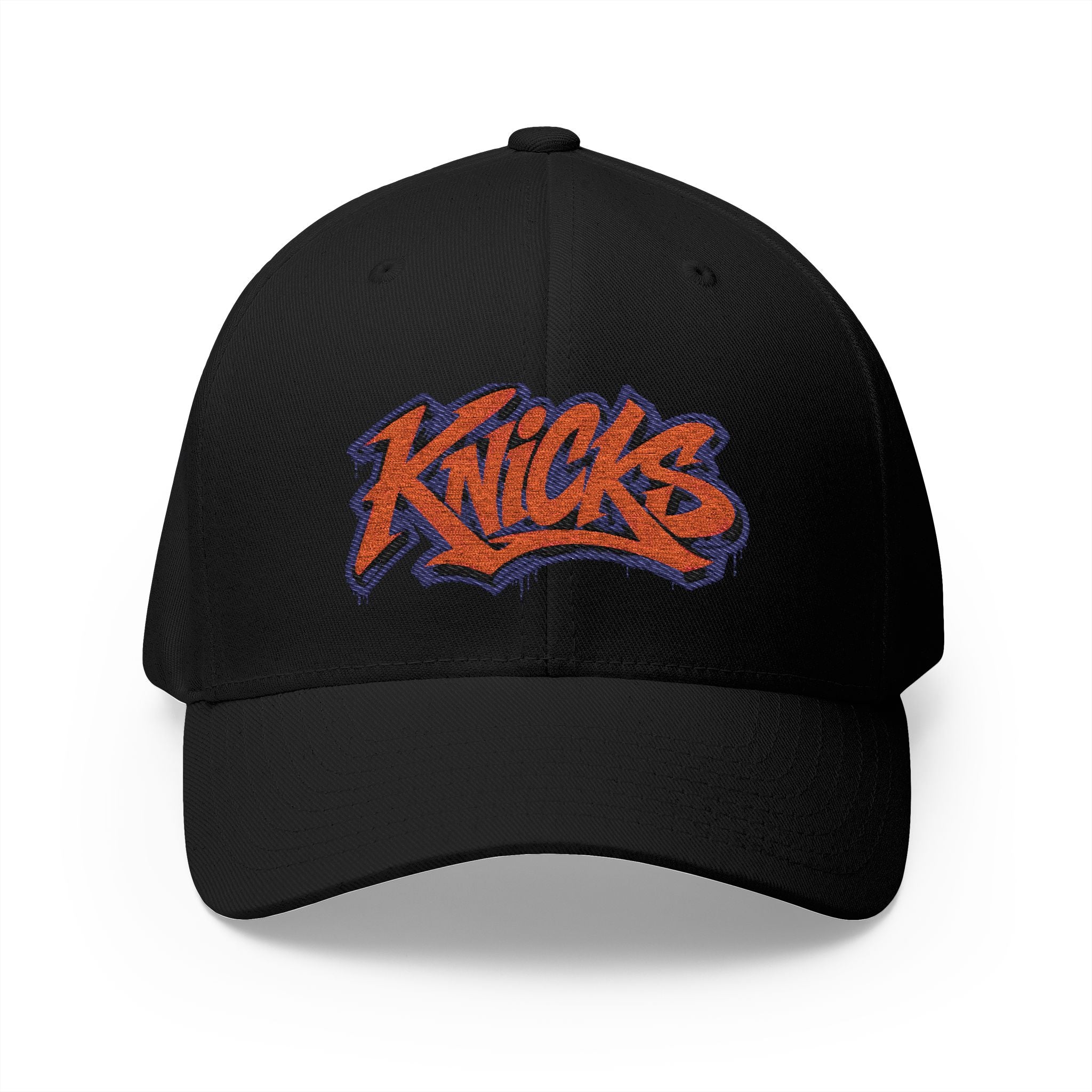Knicks Graffiti Embroidered Cap — White Structured Baseball Hat