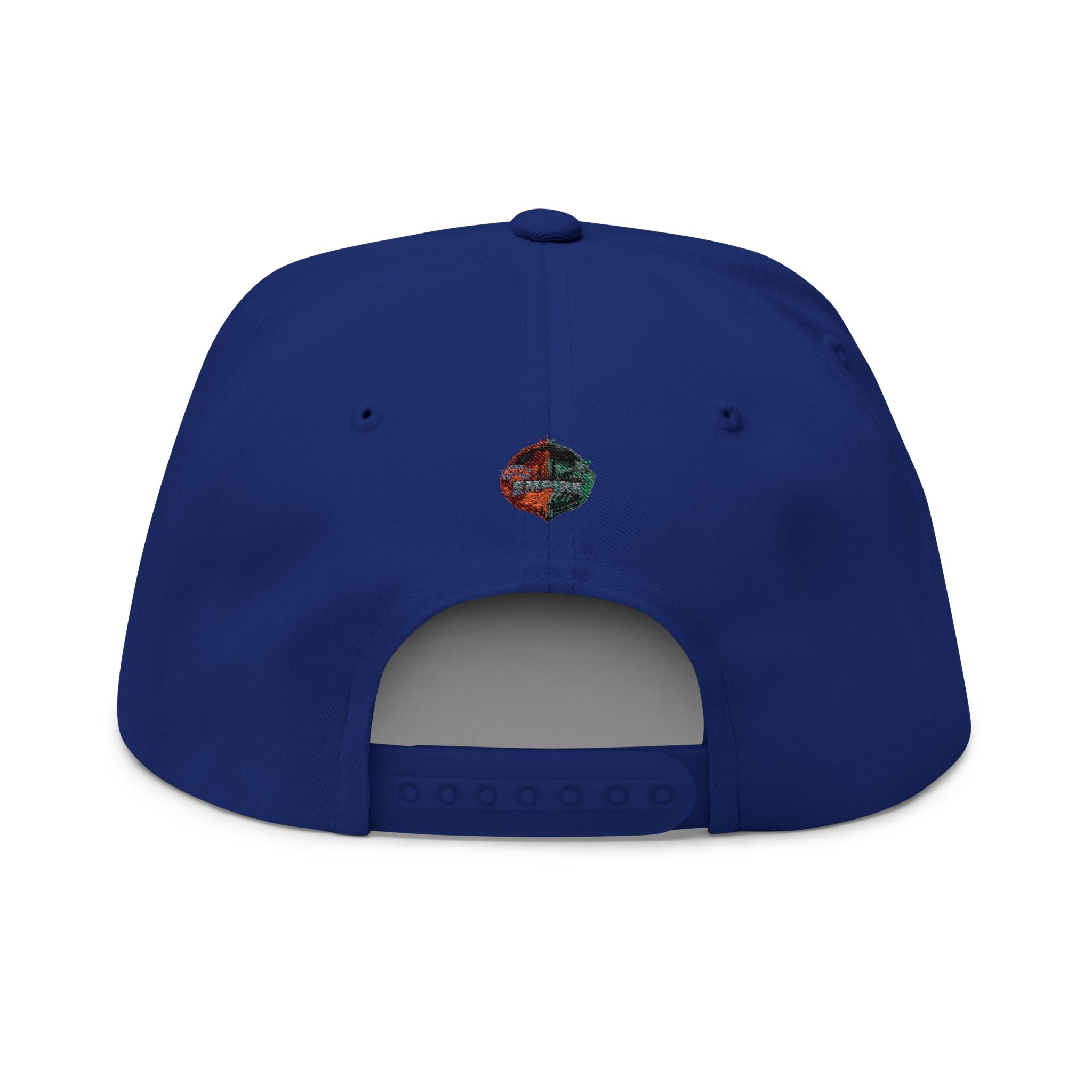 Embroidered Flat Bill Cap — Vintage Split Shield Logo Snapback