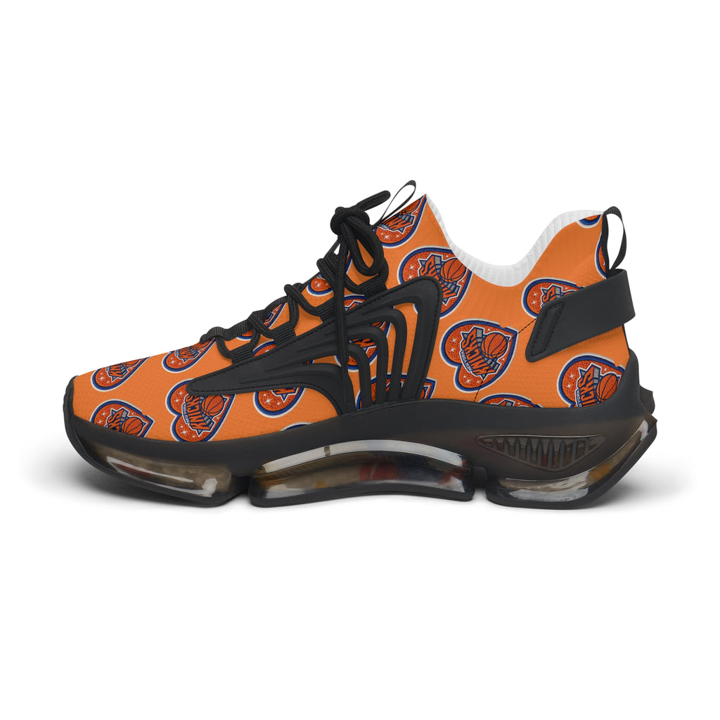 Orange Heart Logo Mesh Sneakers — Women’s Sporty Knicks-Inspired Trainers