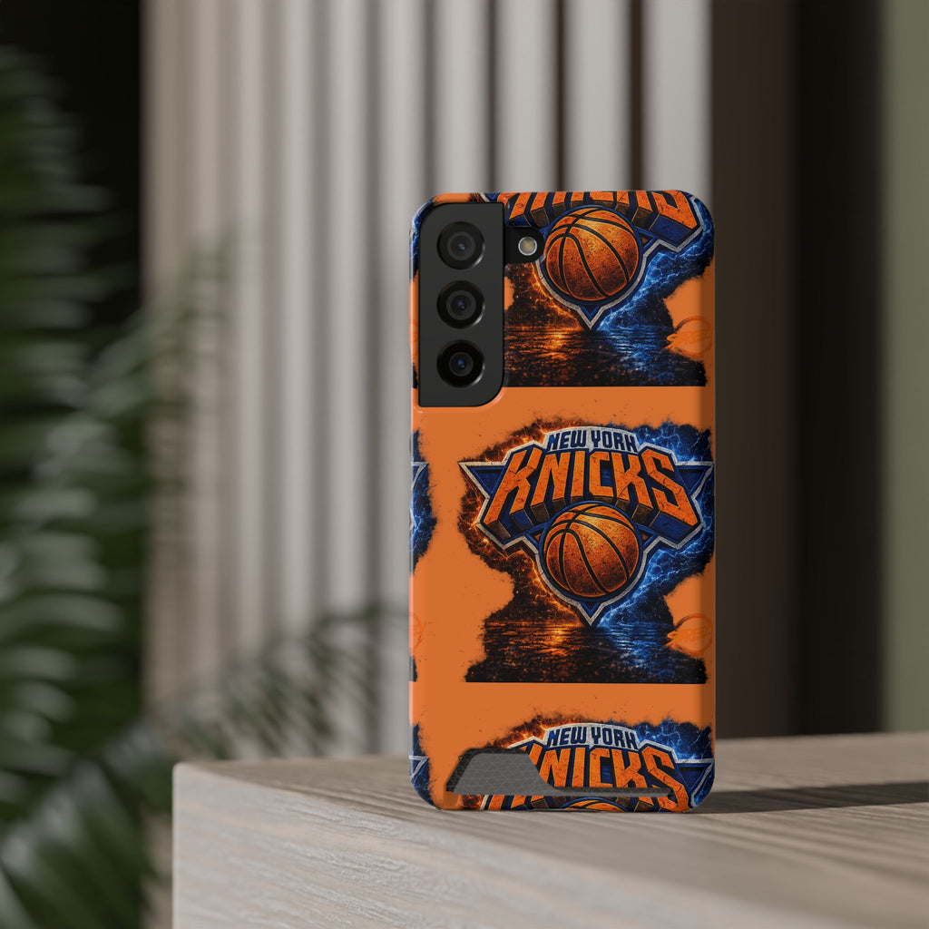 New York Knicks Card Holder Phone Case — Orange Team Logo Wallet Case