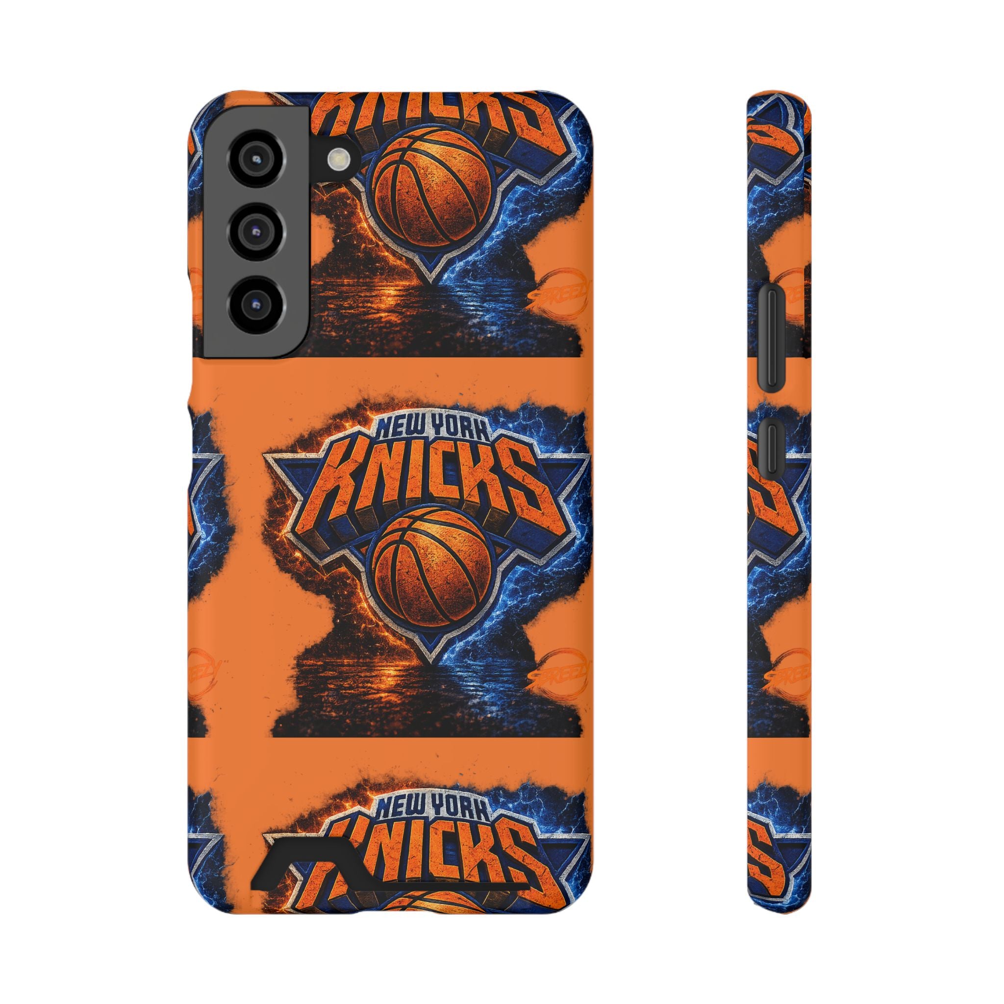 New York Knicks Card Holder Phone Case — Orange Team Logo Wallet Case