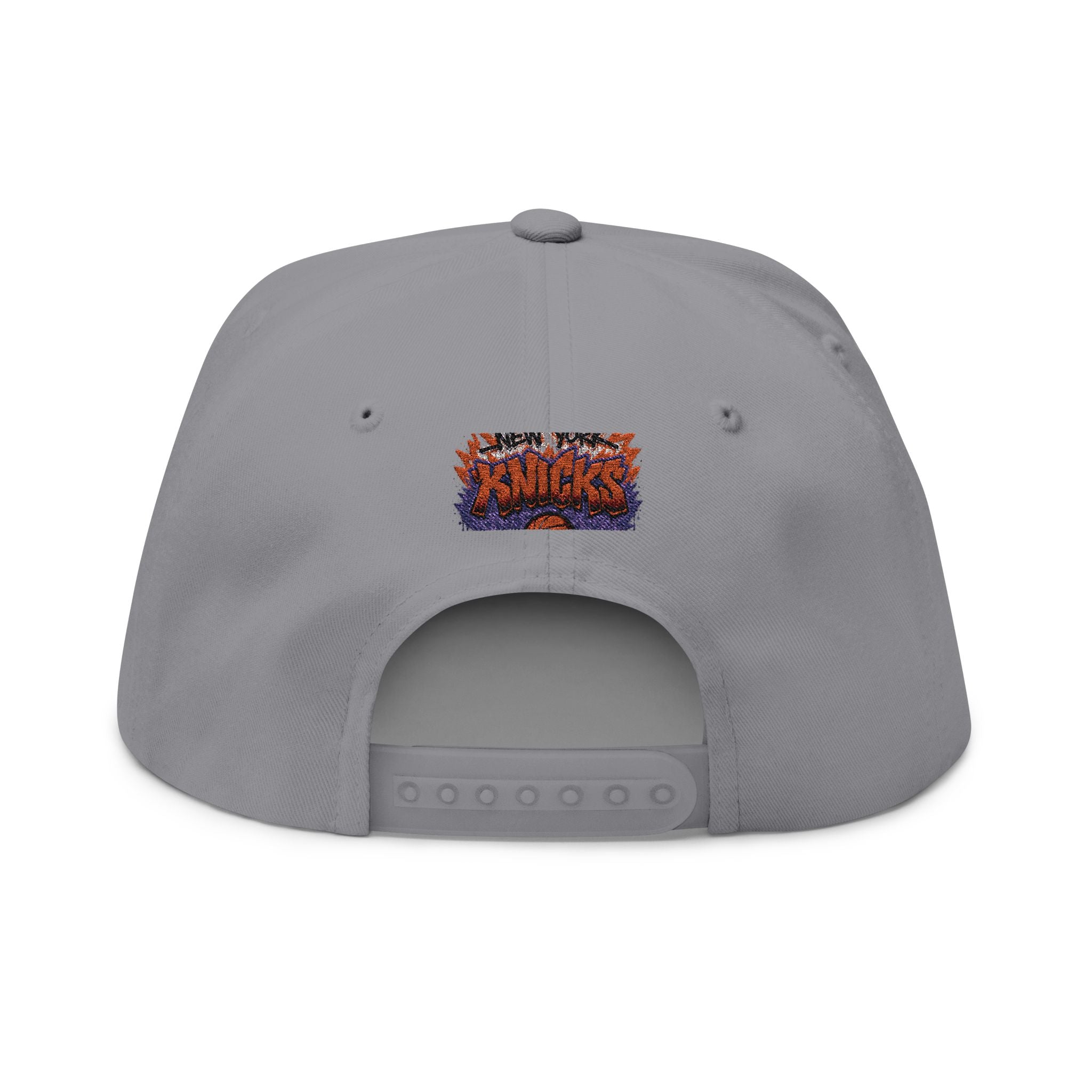 Flat Bill Cap — Embroidered New York Knicks Graffiti Logo