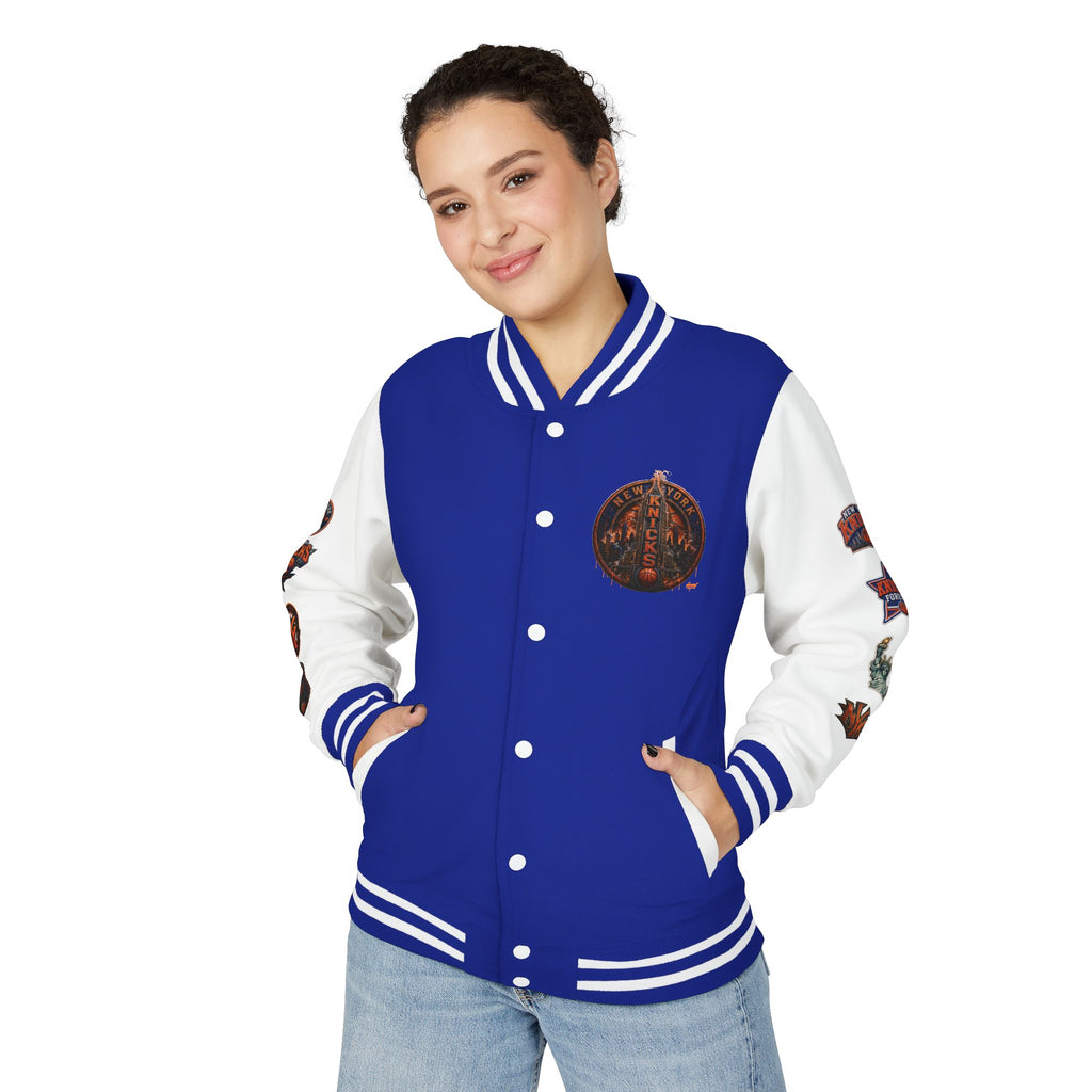 New York Knicks Varsity Letterman Jacket – Retro Flame Basketball Logo