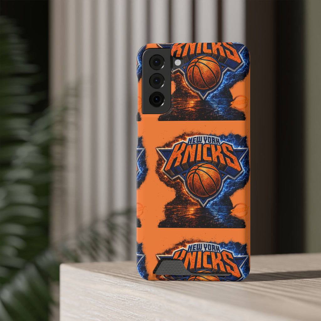 New York Knicks Card Holder Phone Case — Orange Team Logo Wallet Case