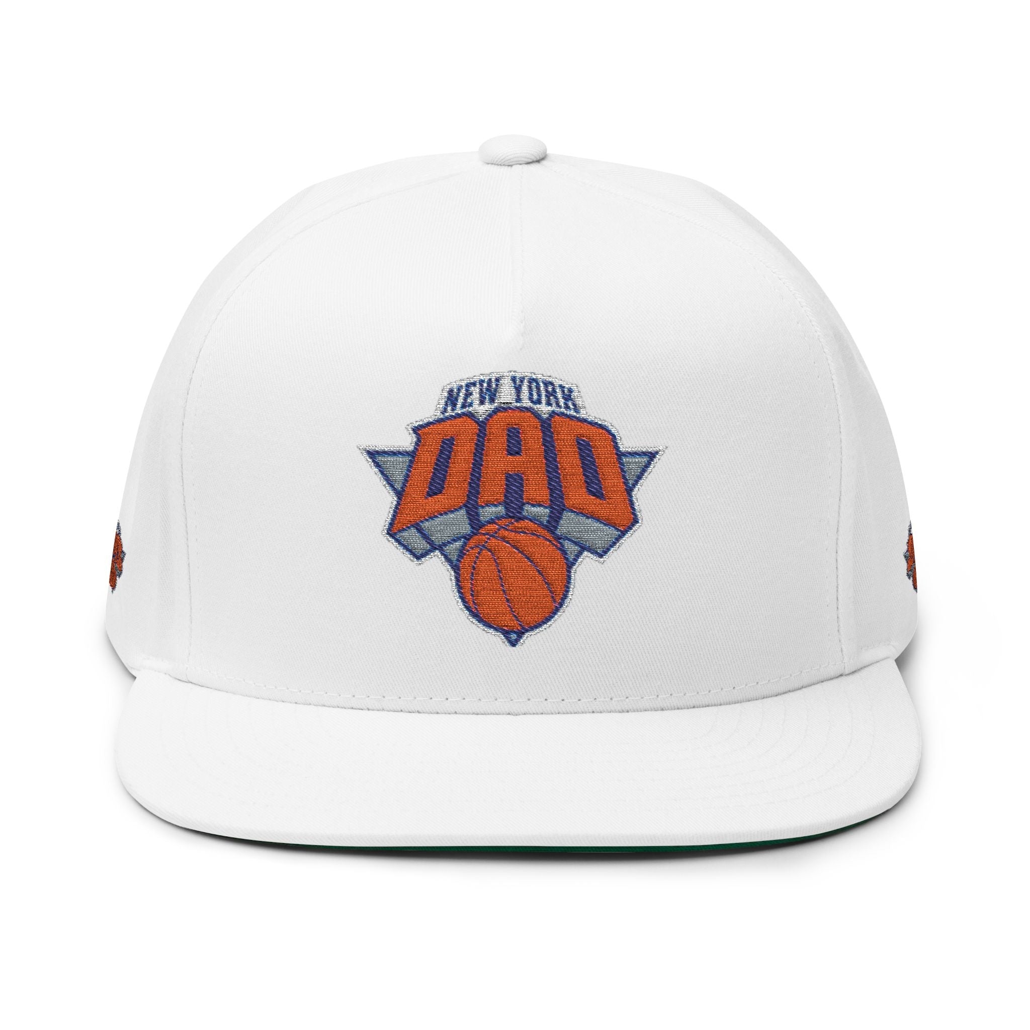 New York Dad Basketball Flat Bill Cap — Embroidered Sports Dad Hat