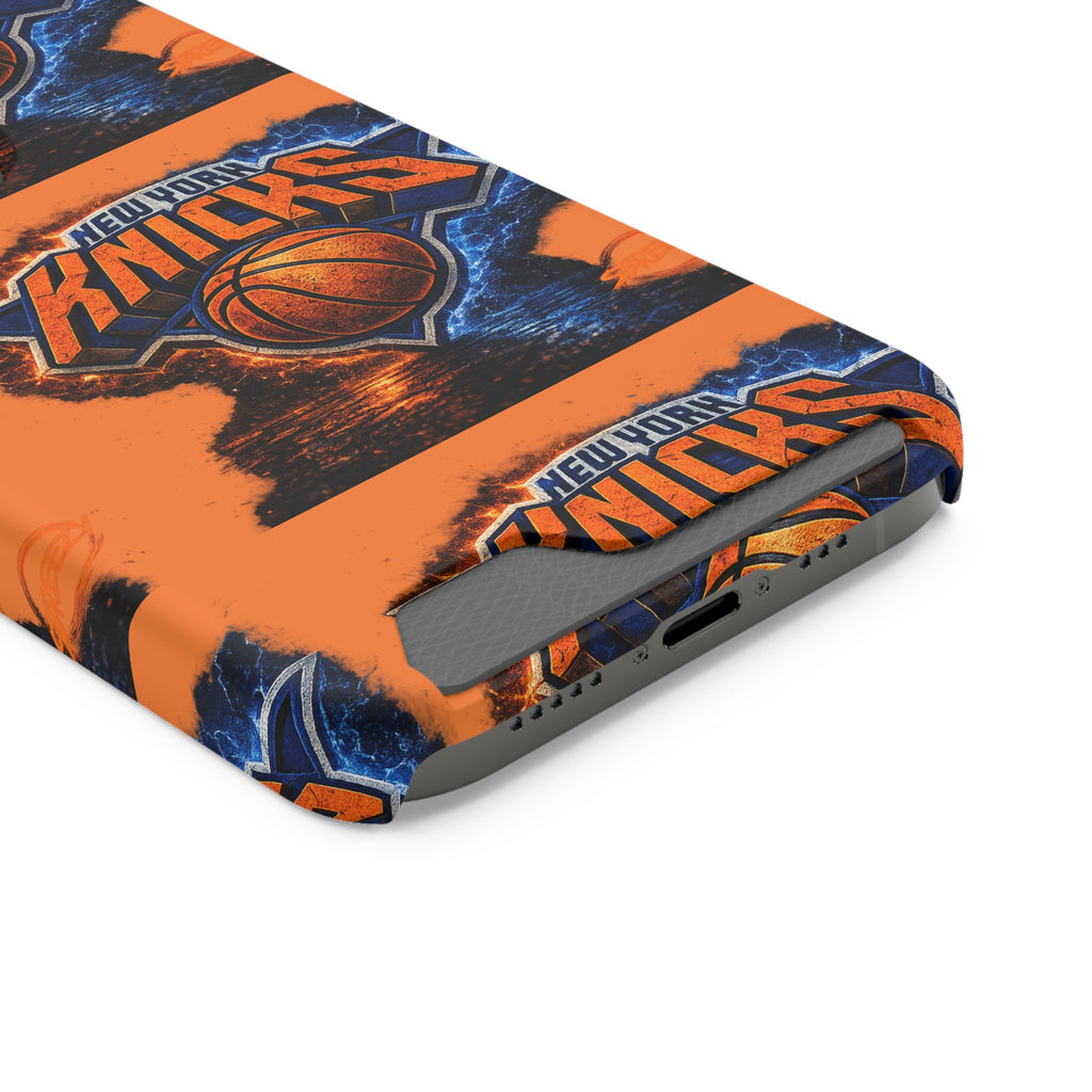 New York Knicks Card Holder Phone Case — Orange Team Logo Wallet Case