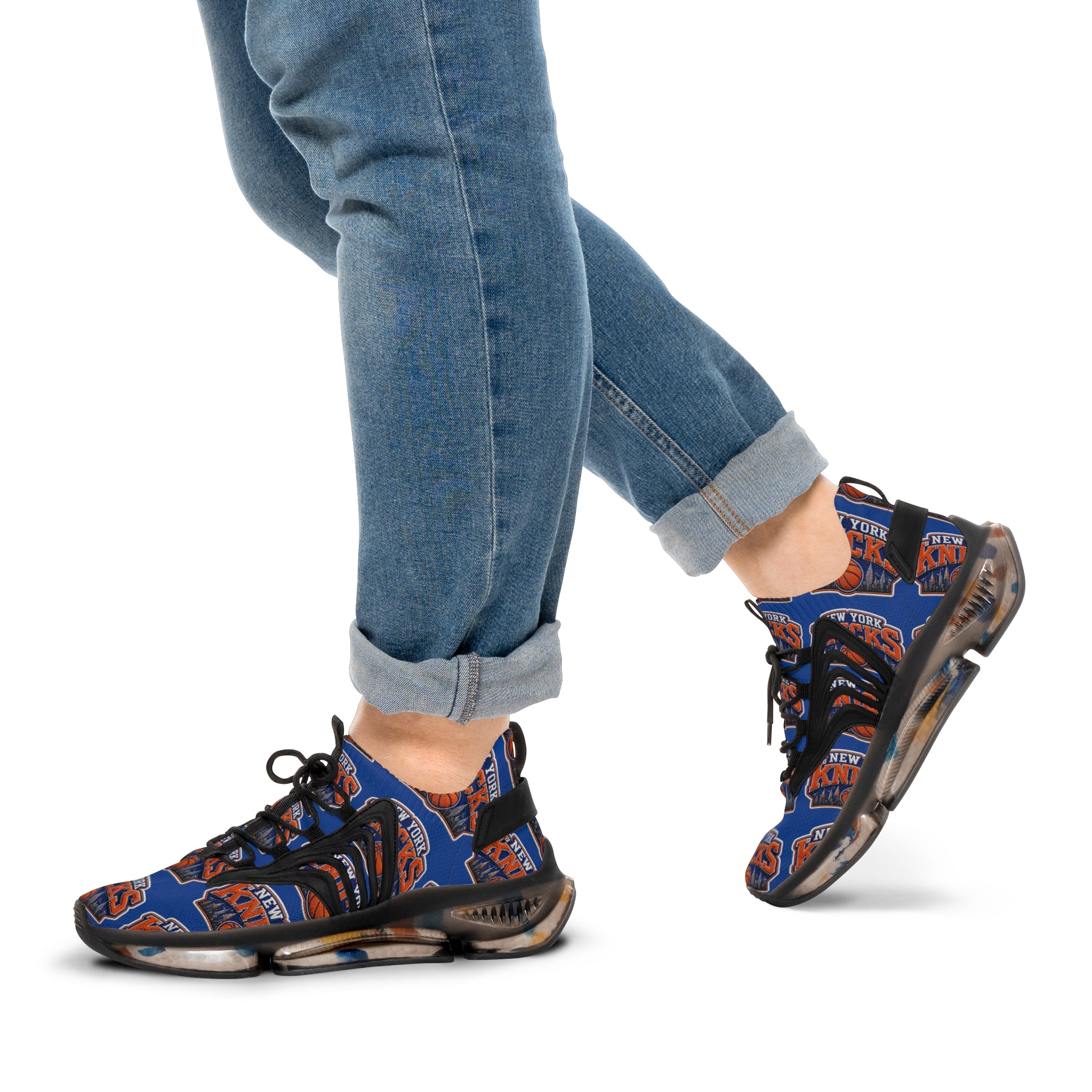 Knicks Basketball Mesh Sneakers — Men's Team Logo Athletic Shoes