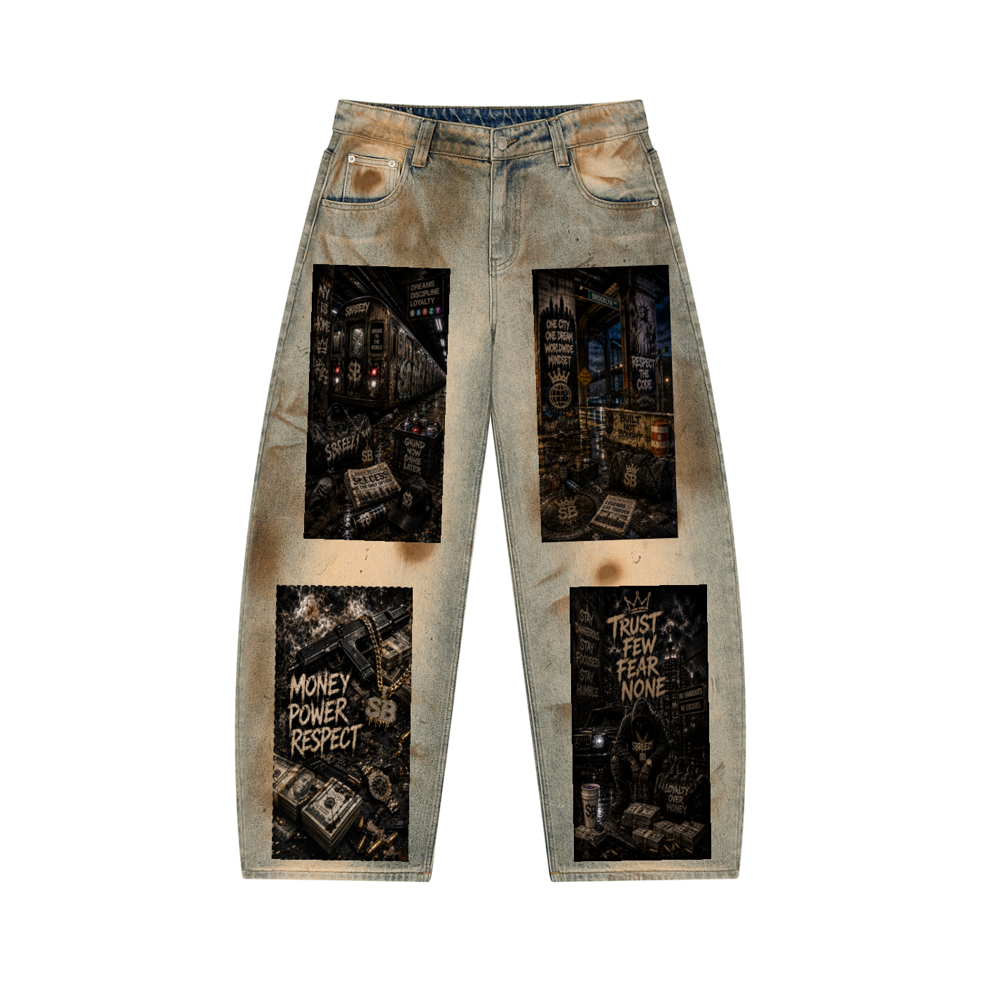 Sbreezy NYC Men’s Vintage Wash Barrel Leg Jeans