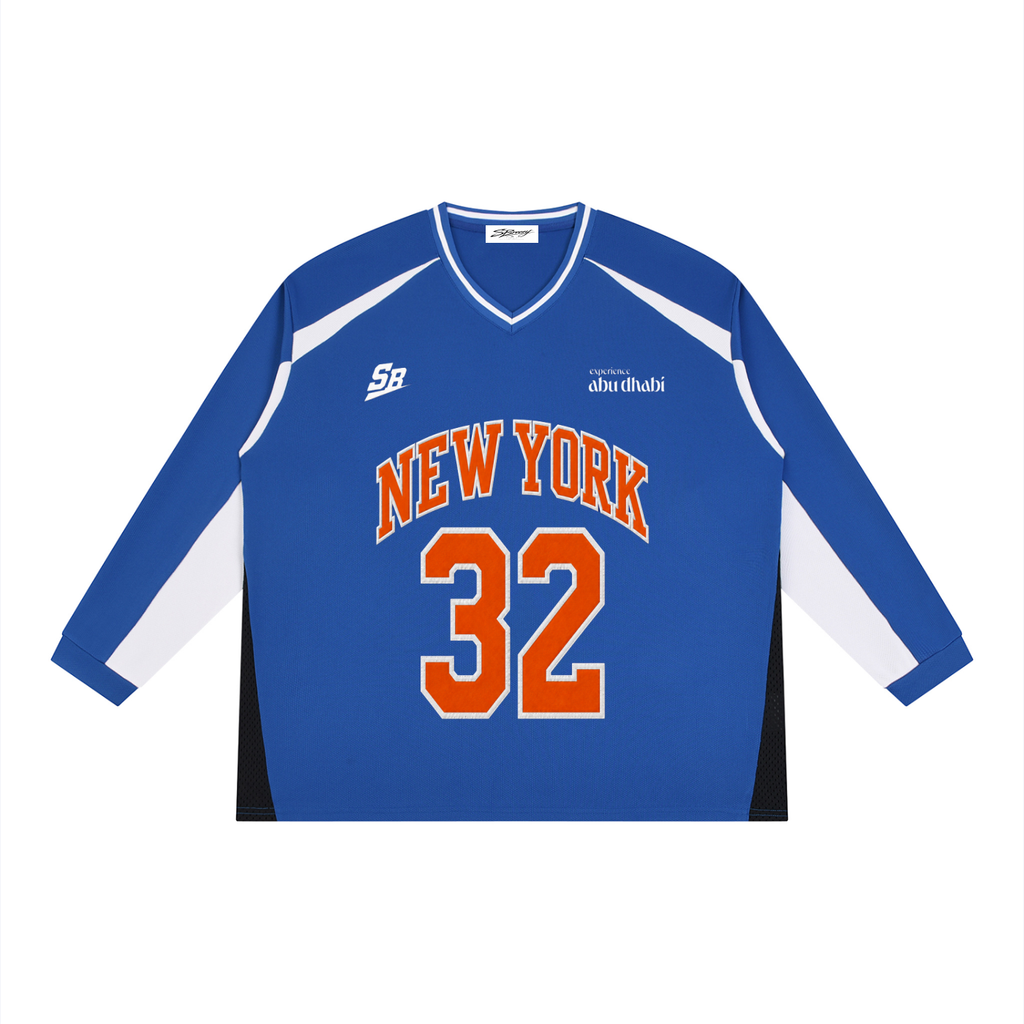 Karl Anthony Towns Sbreezy Knicks Color Block Long Sleeve Jersey