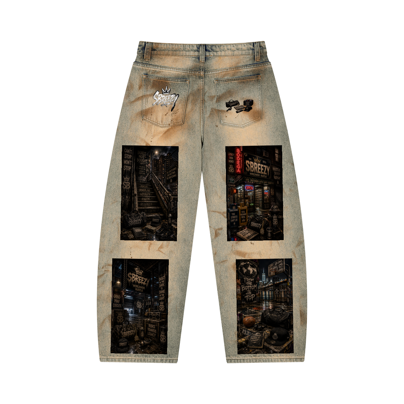 Sbreezy NYC Men’s Vintage Wash Barrel Leg Jeans