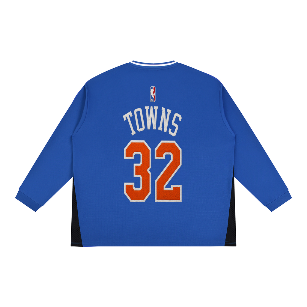 Karl Anthony Towns Sbreezy Knicks Color Block Long Sleeve Jersey